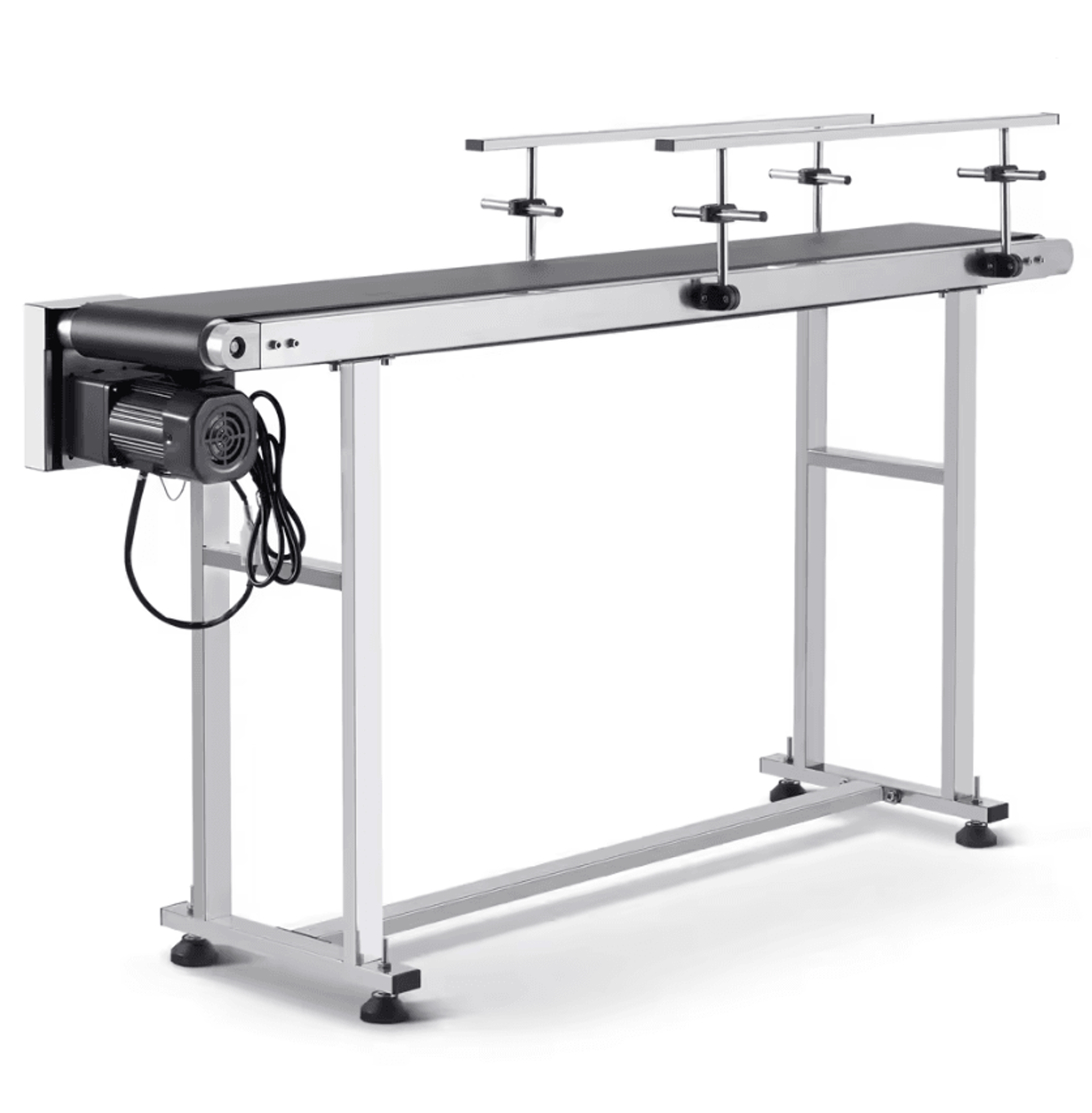 heavy duty motorized pvc belt conveyor double guardrail