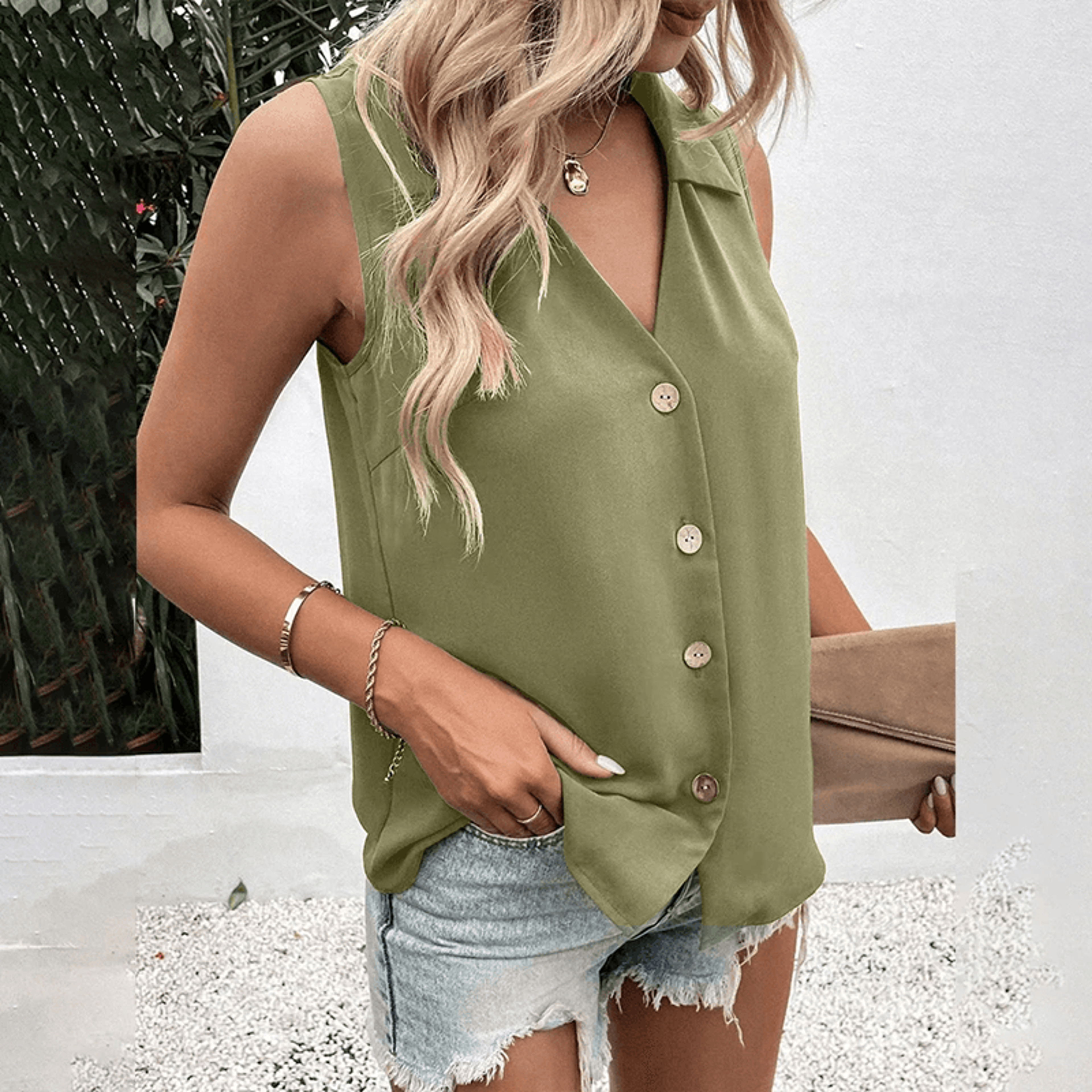 everyday chiffon vest blouse lightweight korean tank top