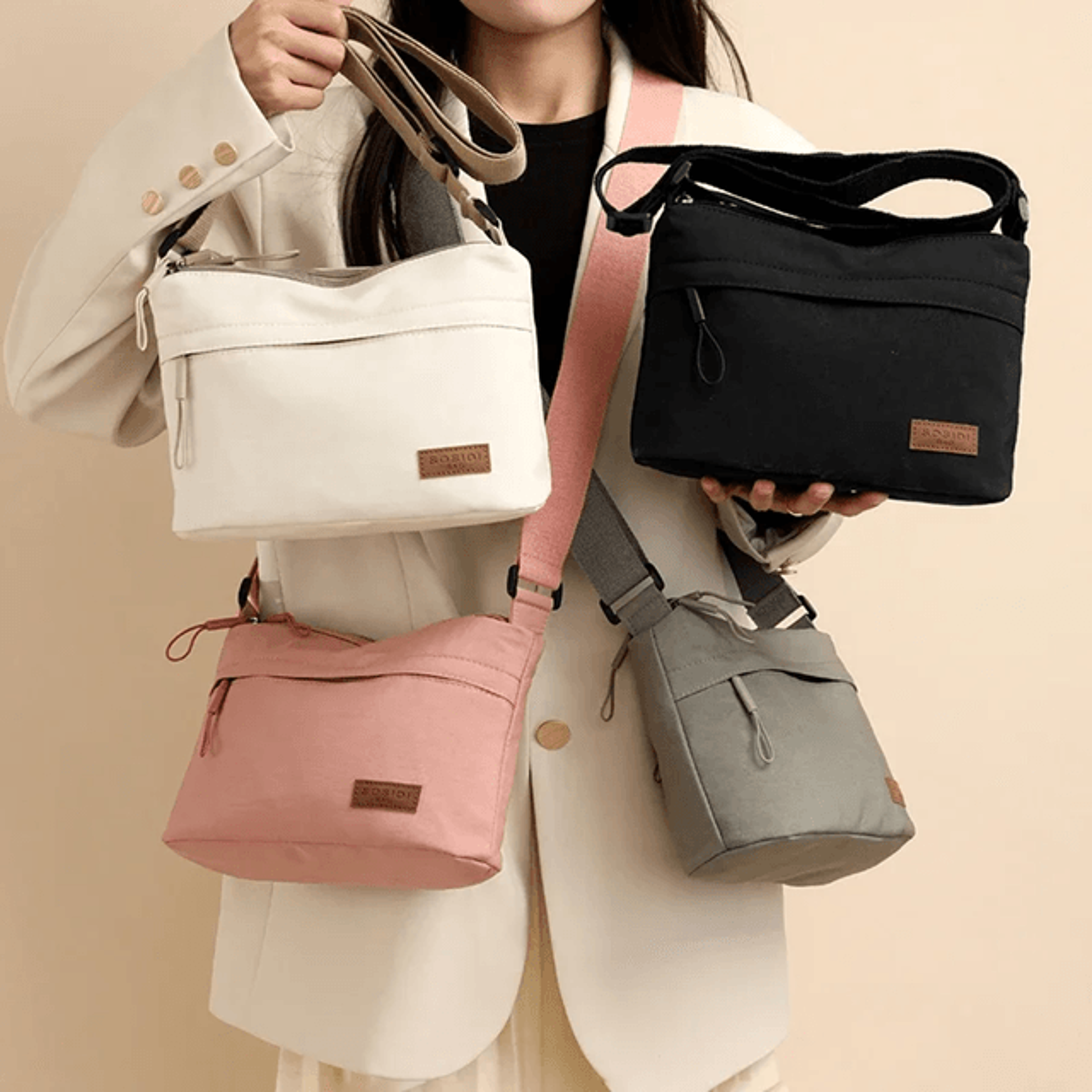 high capacity canvas crossbody bag with multi pockets for women