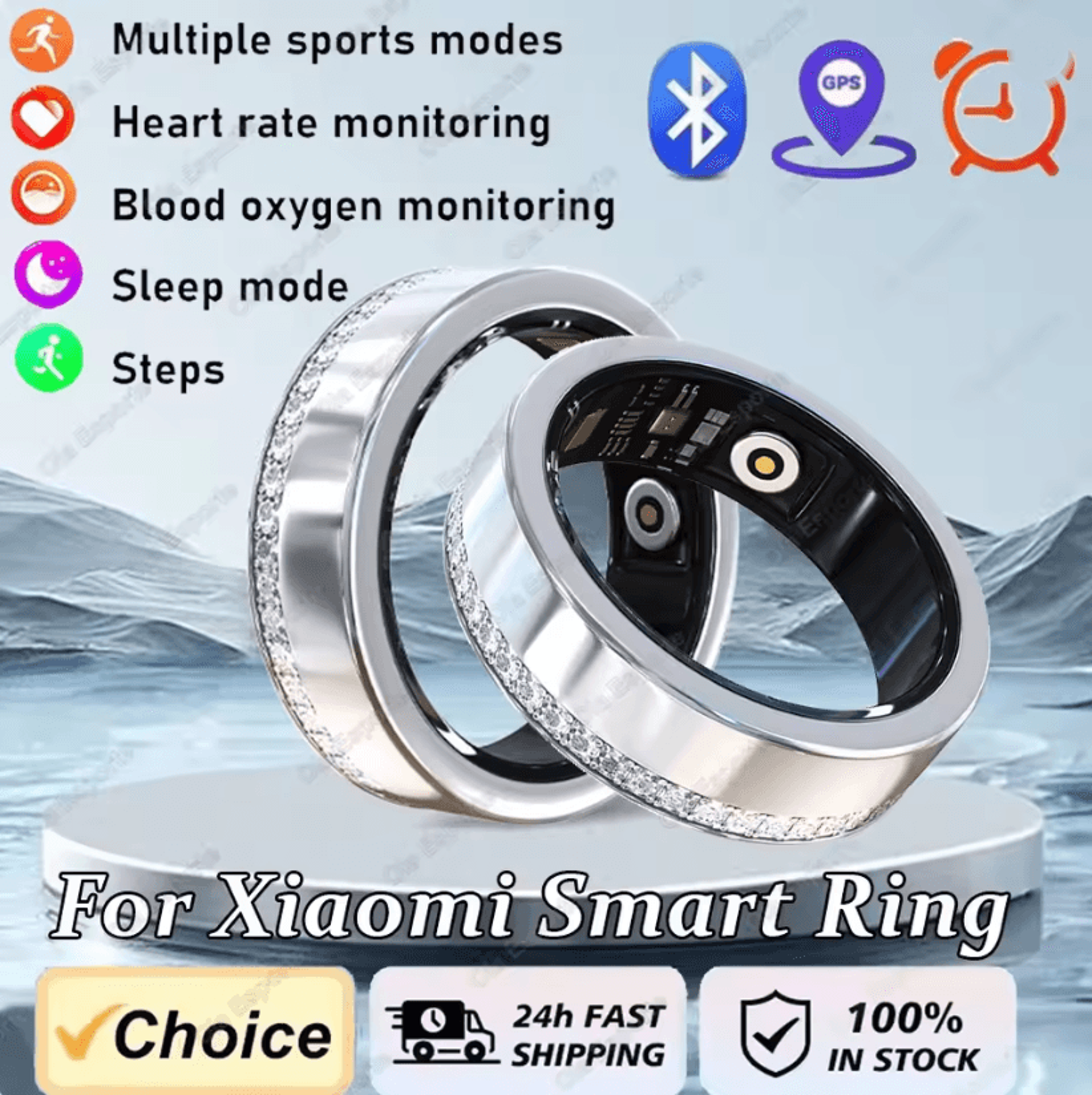 smart health bluetooth ring with heart rate and sleep monitor