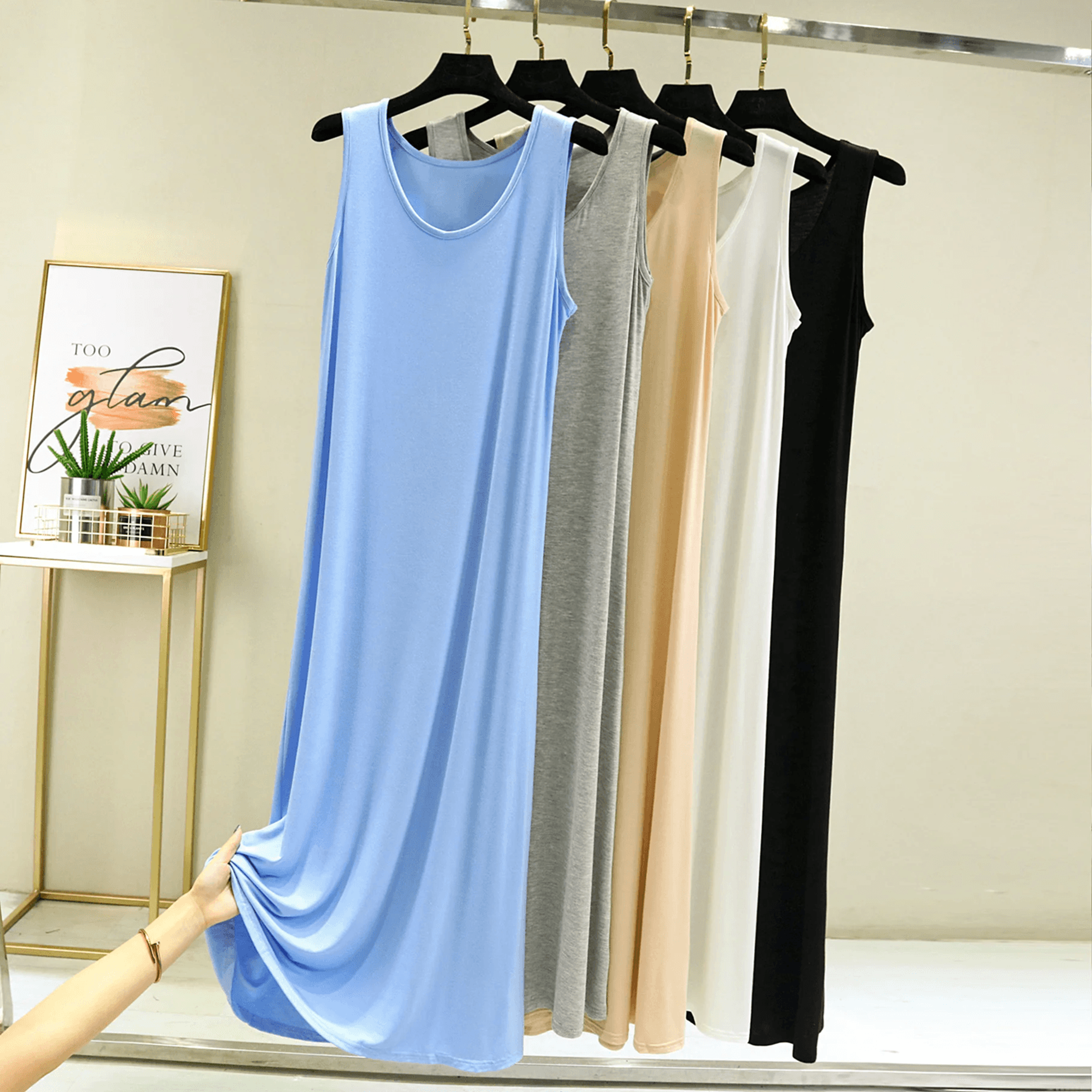 casual modal night dress for women sleeveless comfortable sleepwear