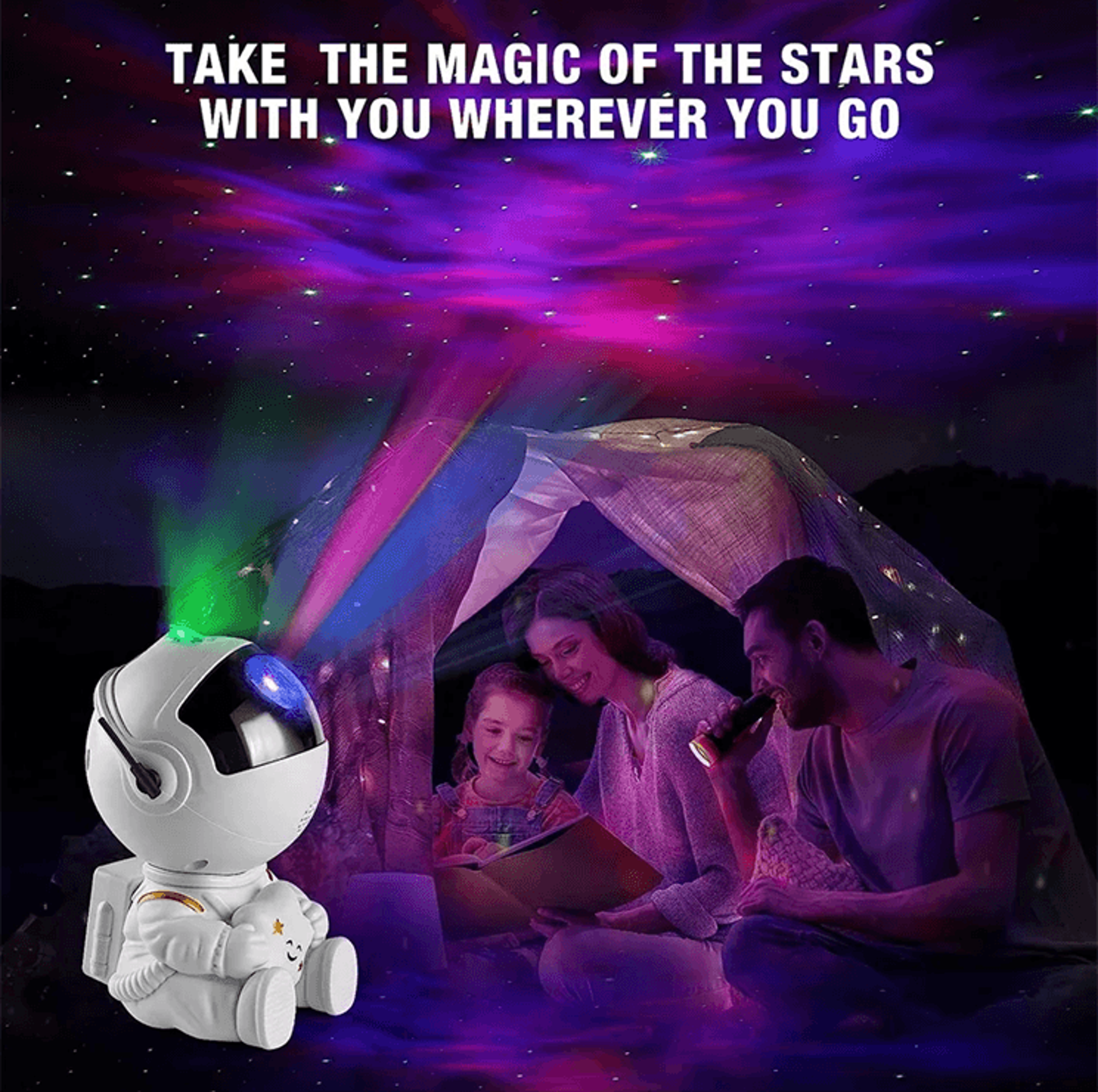 galaxy star astronaut projector night light for kids and home decor