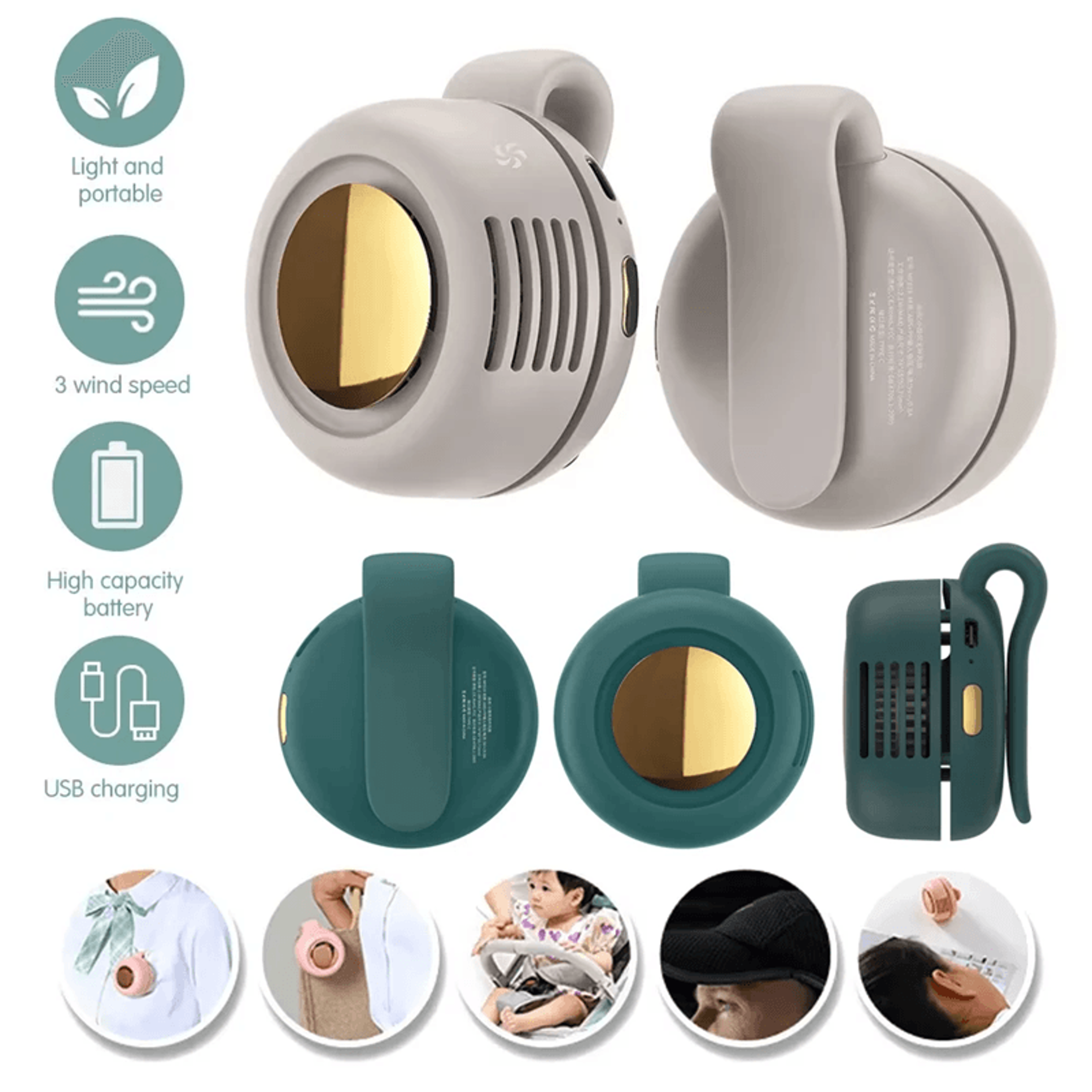 portable bladeless fan mini rechargeable handheld and waist clip cooling fan