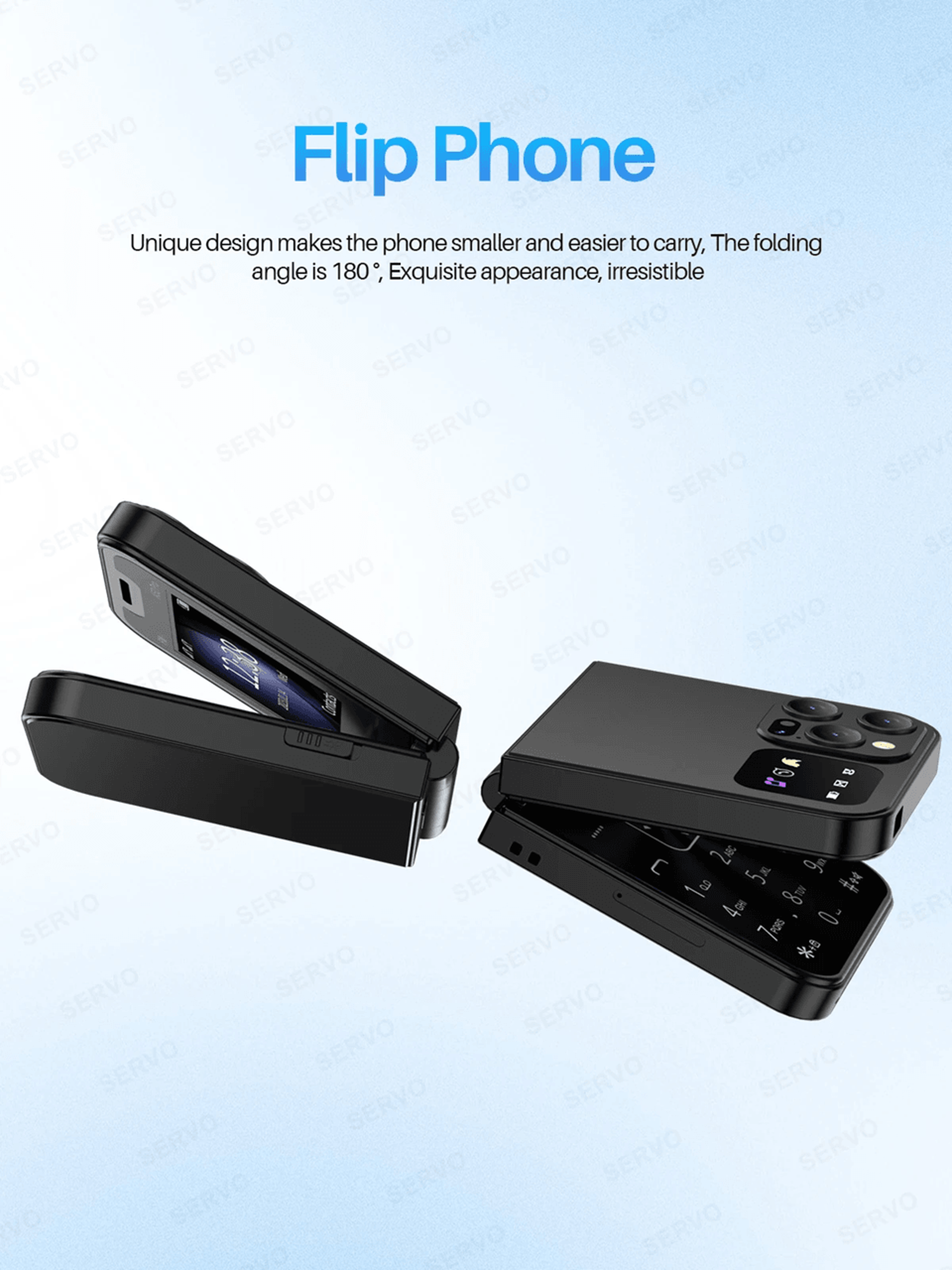 servo a50 pro flip phone dual sim gsm with torch and call recording