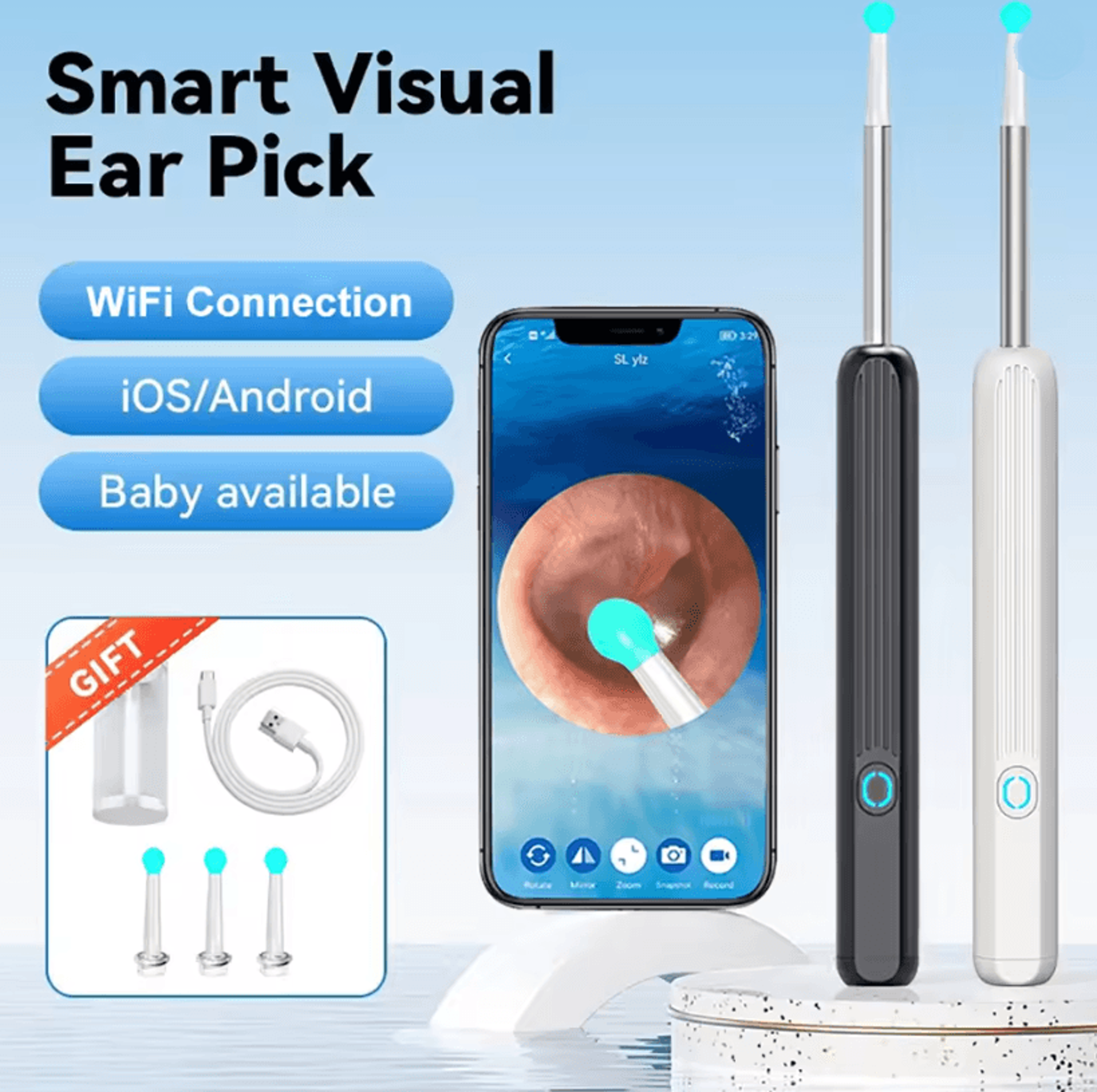 wireless ear cleaner with camera 1080p smart visual otoscope for ear wax removal