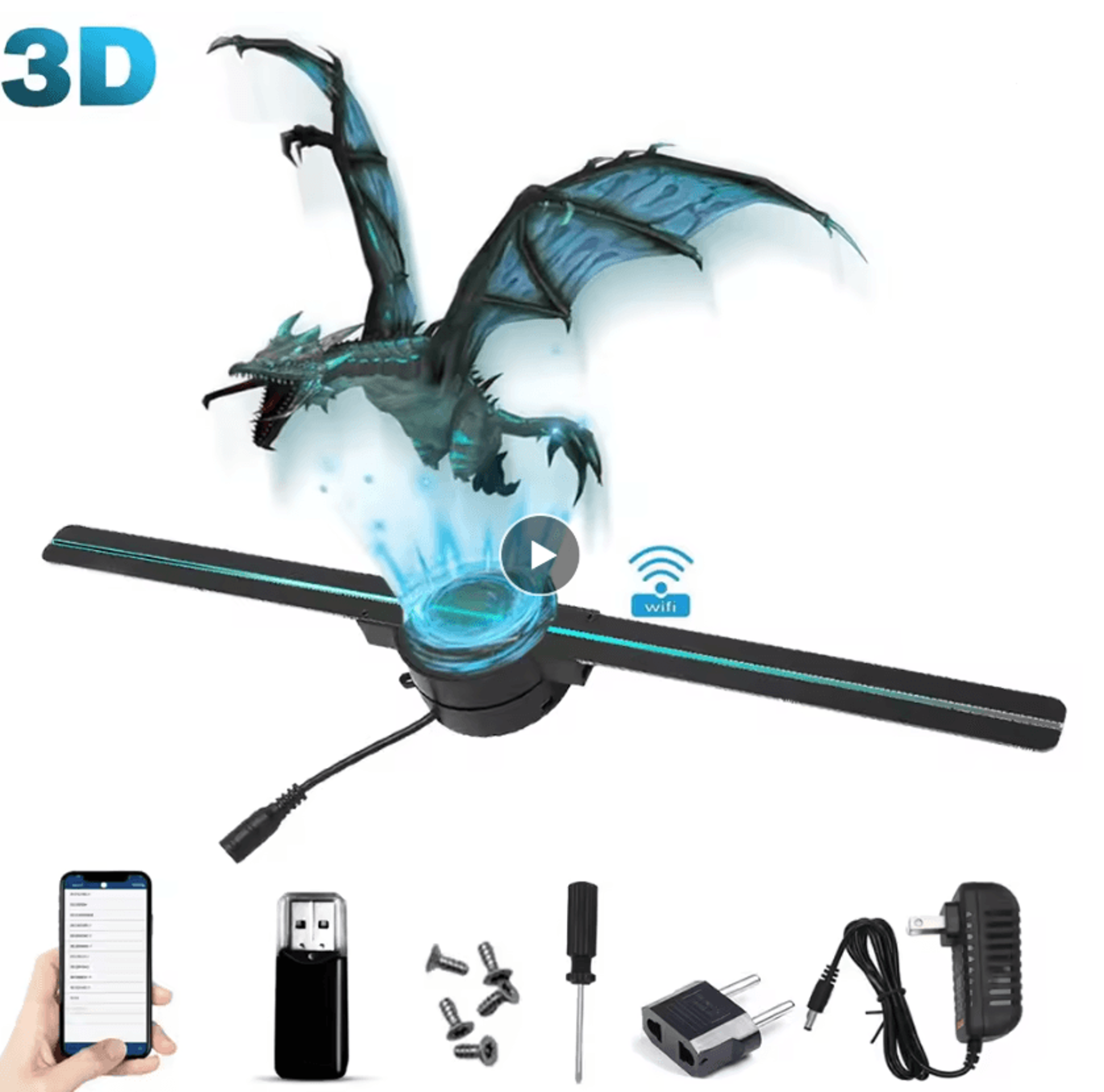 3d hologram fan projector 42cm wifi advertising display light for stores and events