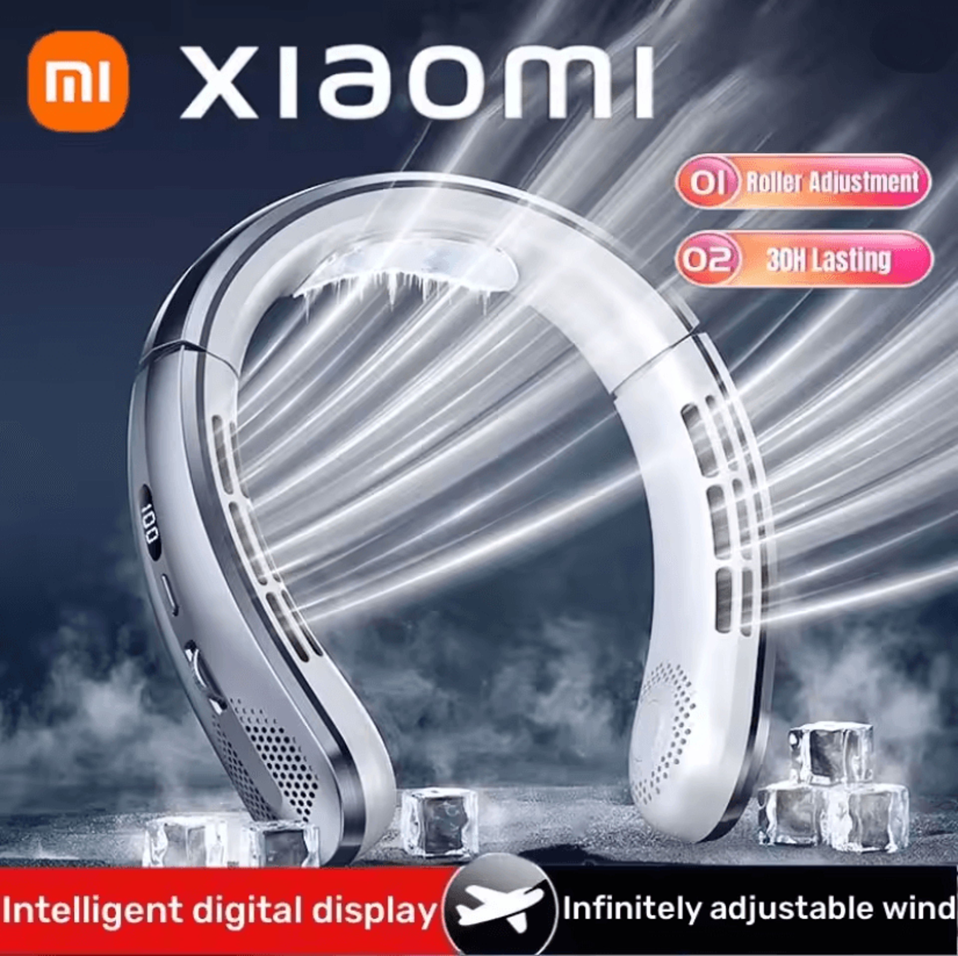 xiaomi neck fan portable bladeless 8000mah rechargeable air cooler with led display
