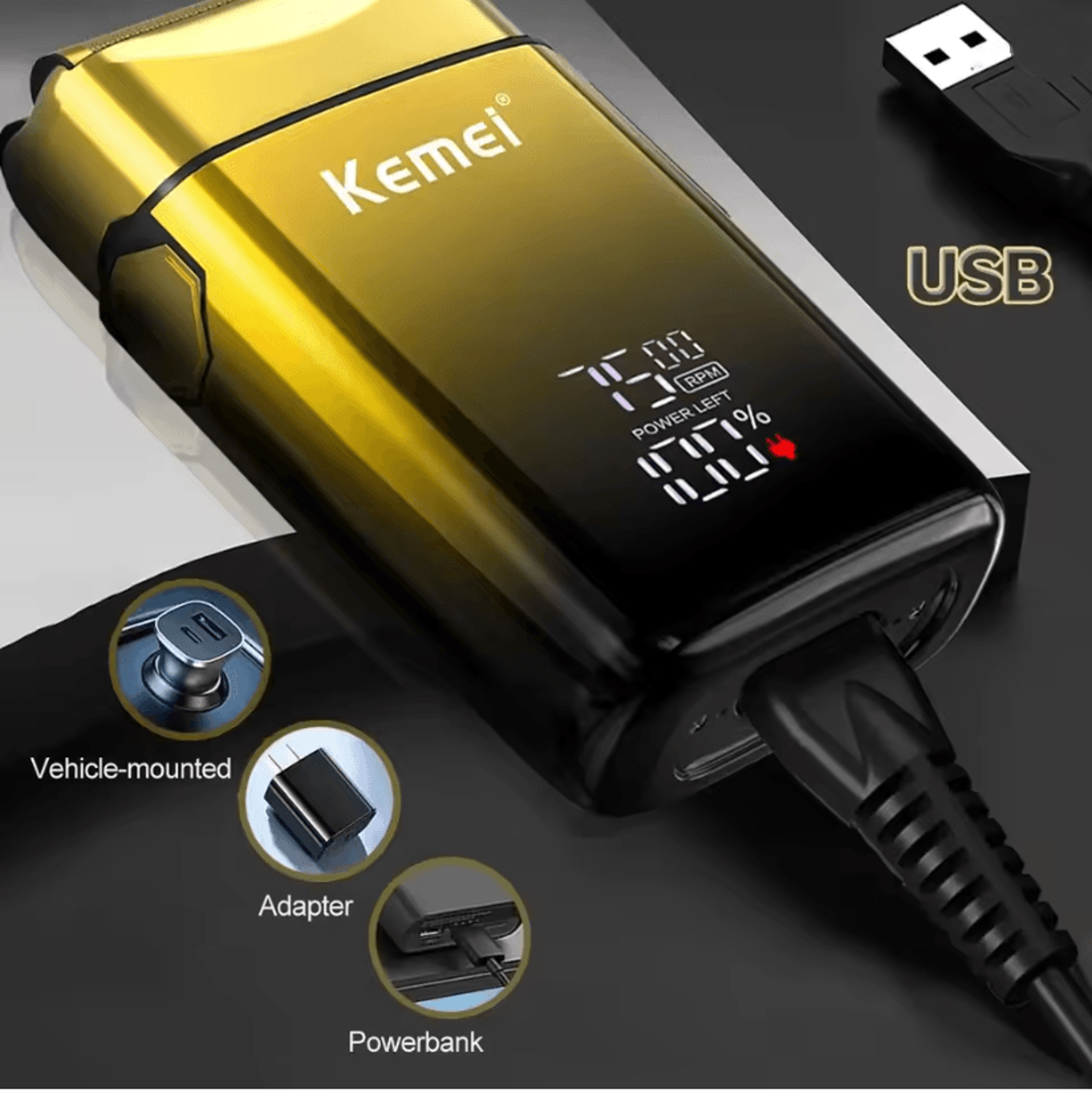kemei tx10 electric shaver rechargeable foil razor for men bald head and beard grooming