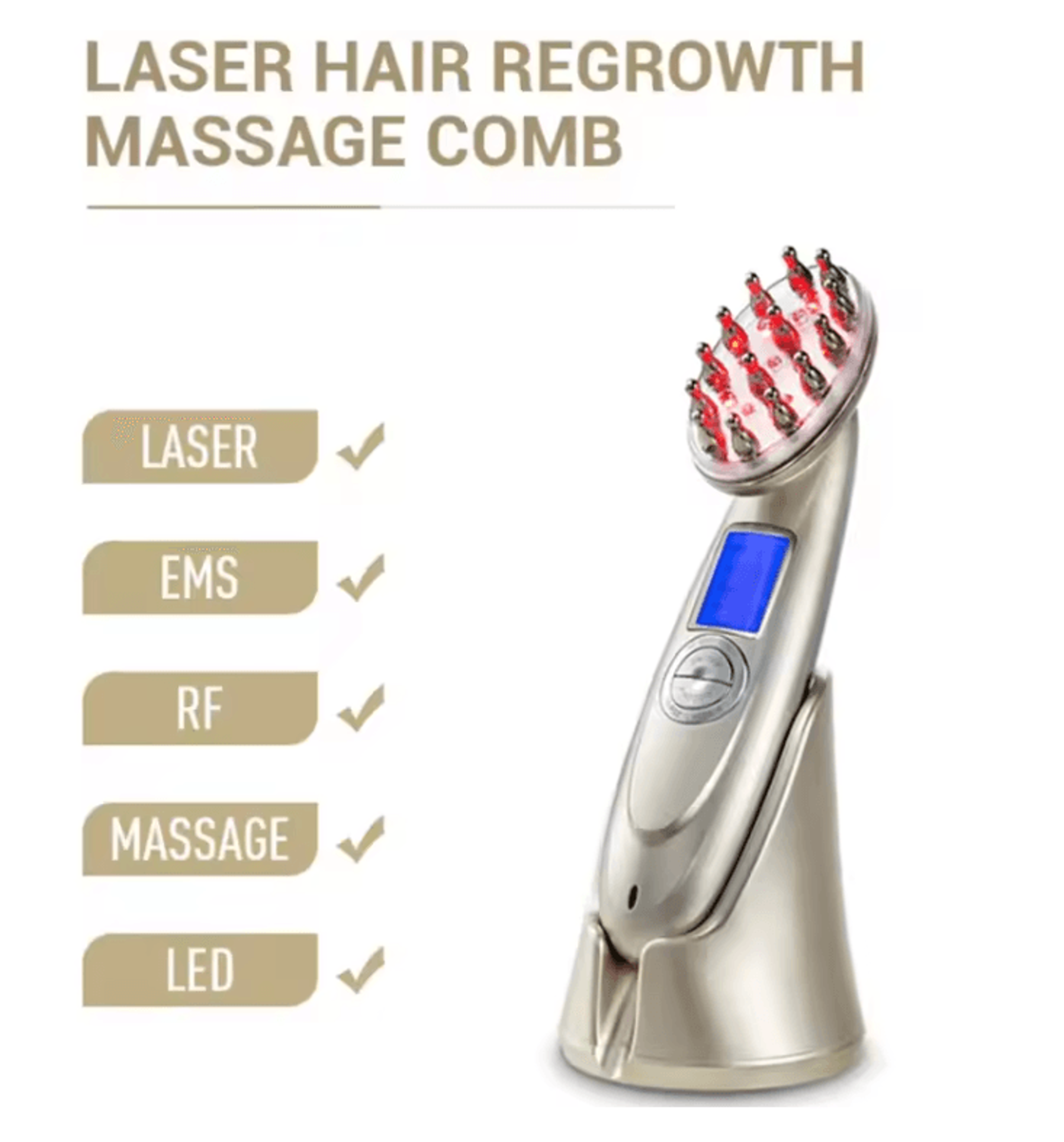electric laser hair growth comb with red light therapy and scalp massage