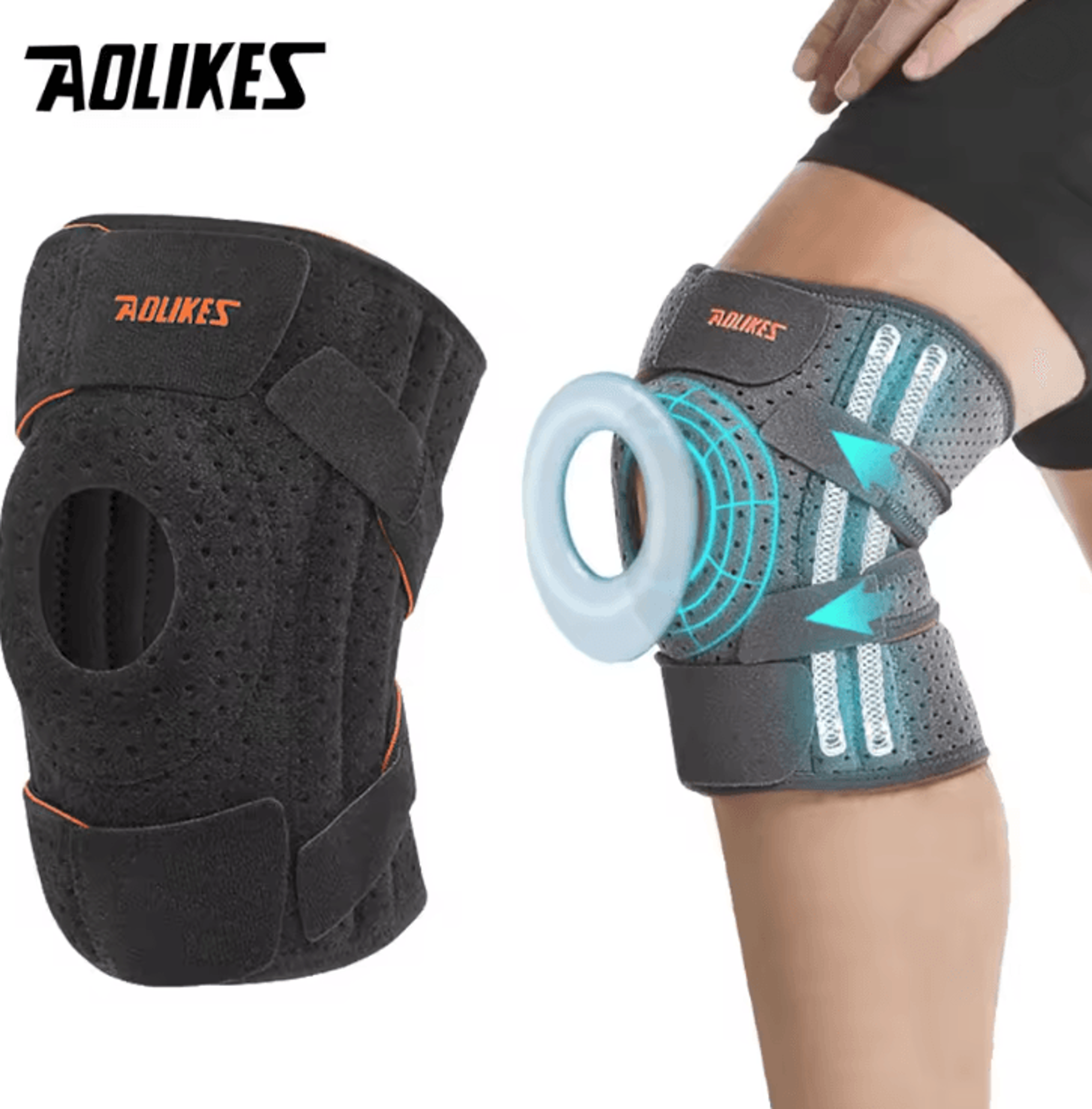 aolikes knee brace with side stabilizers and patella gel support pads