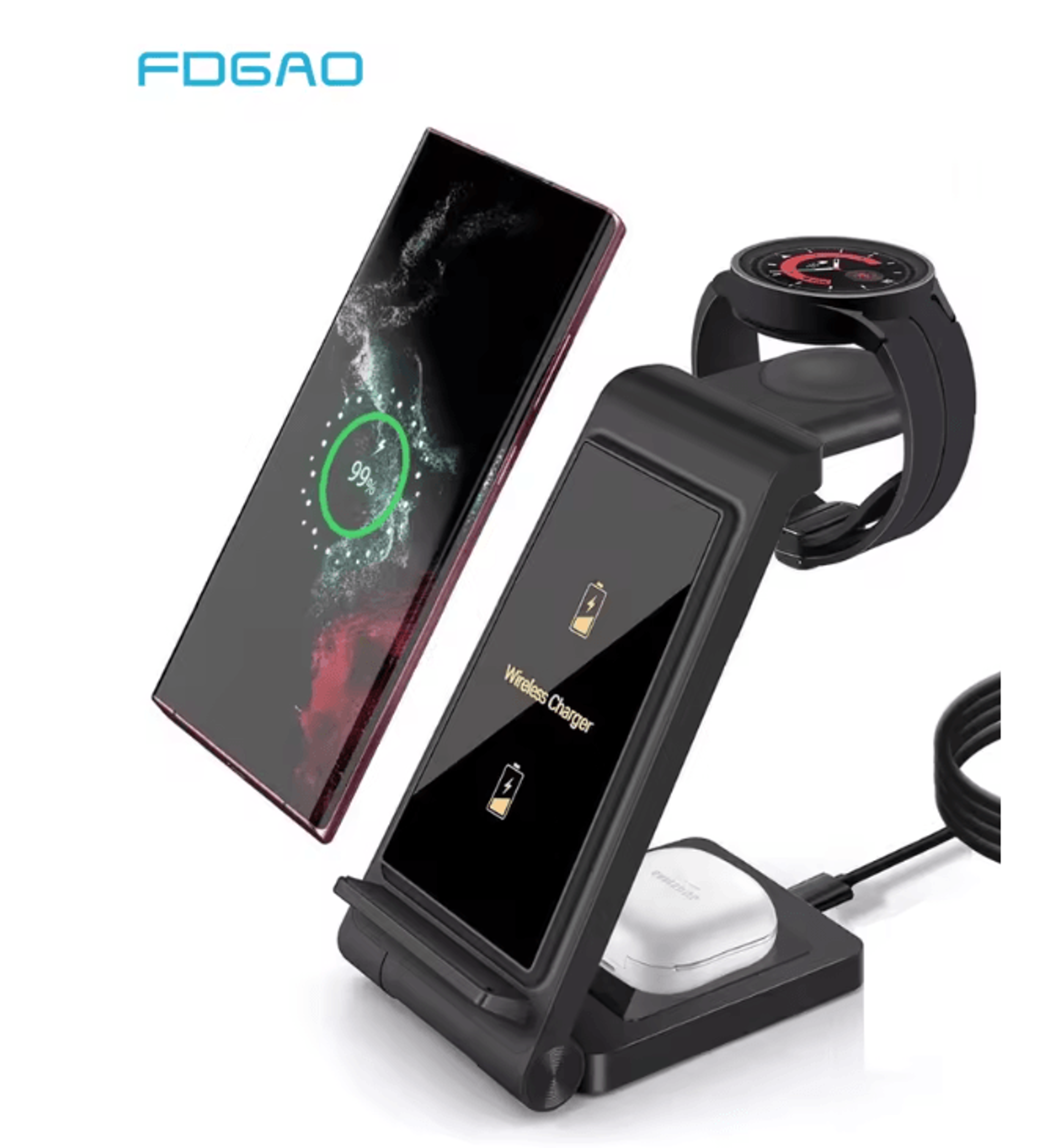 powerdock 3 in 1 wireless charger for samsung galaxy phones watch and buds
