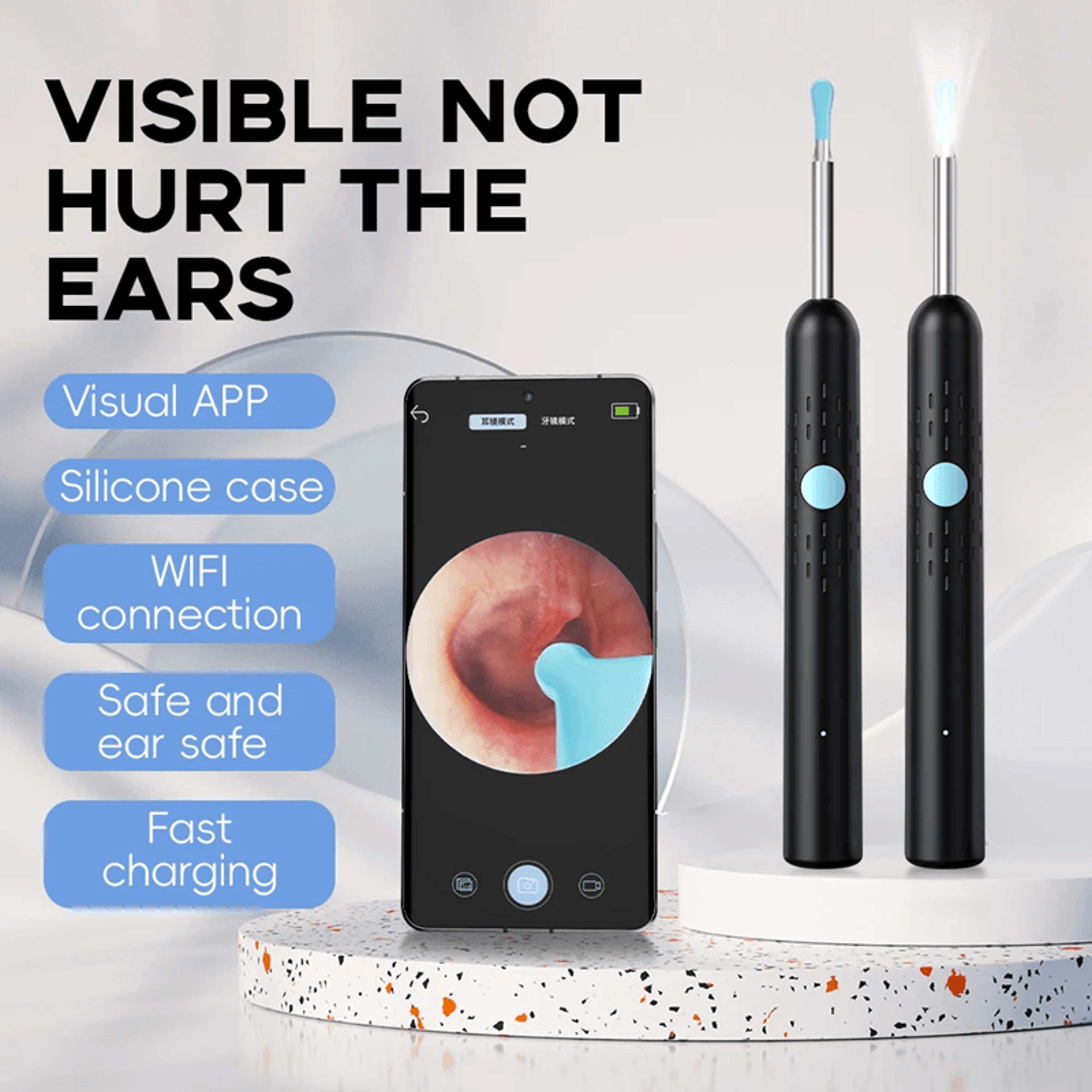 smart visual ear cleaner with 1080p camera and led lights