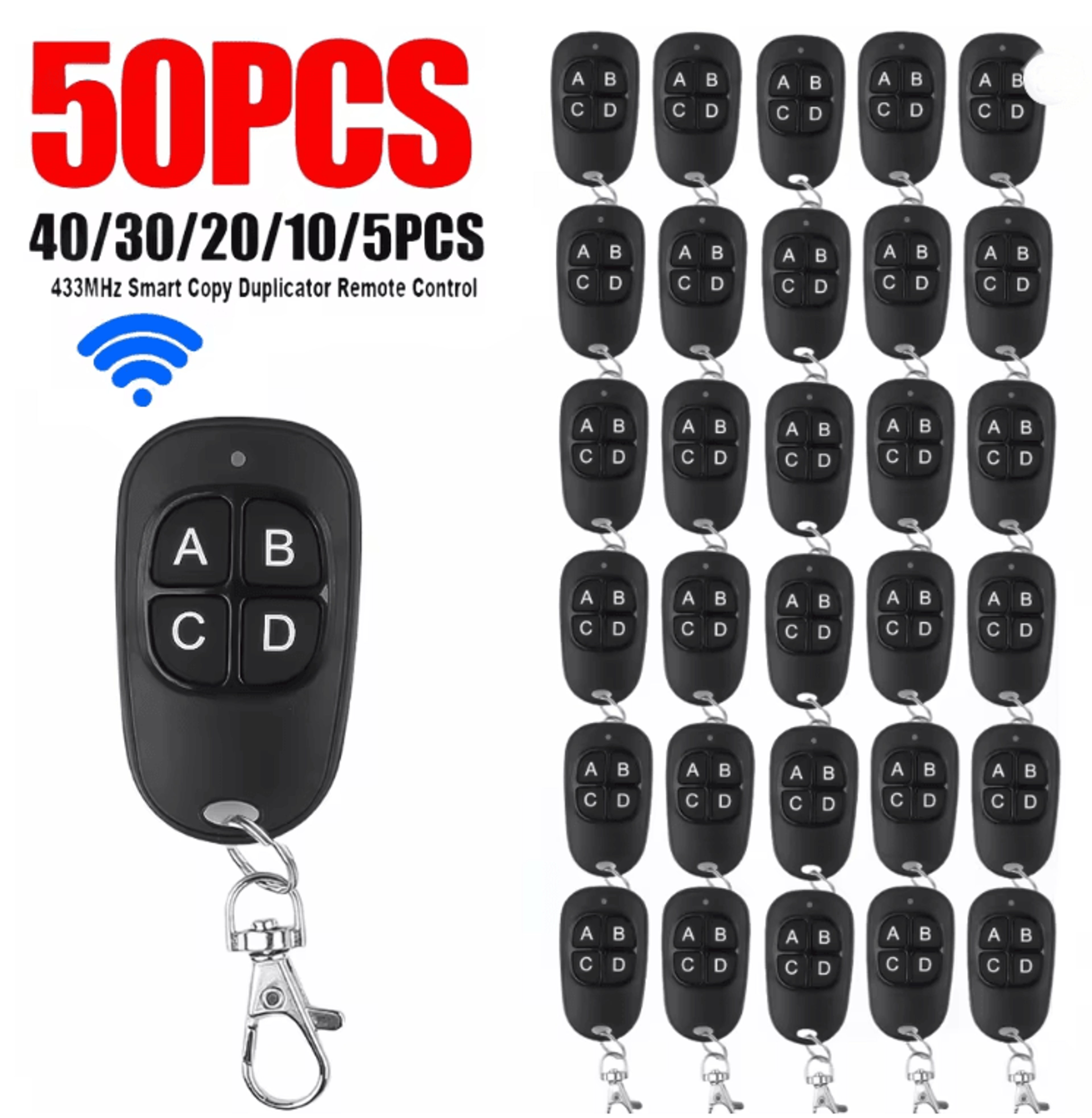 433 mhz rf remote control key fob 4 channel cloning transmitter for garage doors and car alarm systems