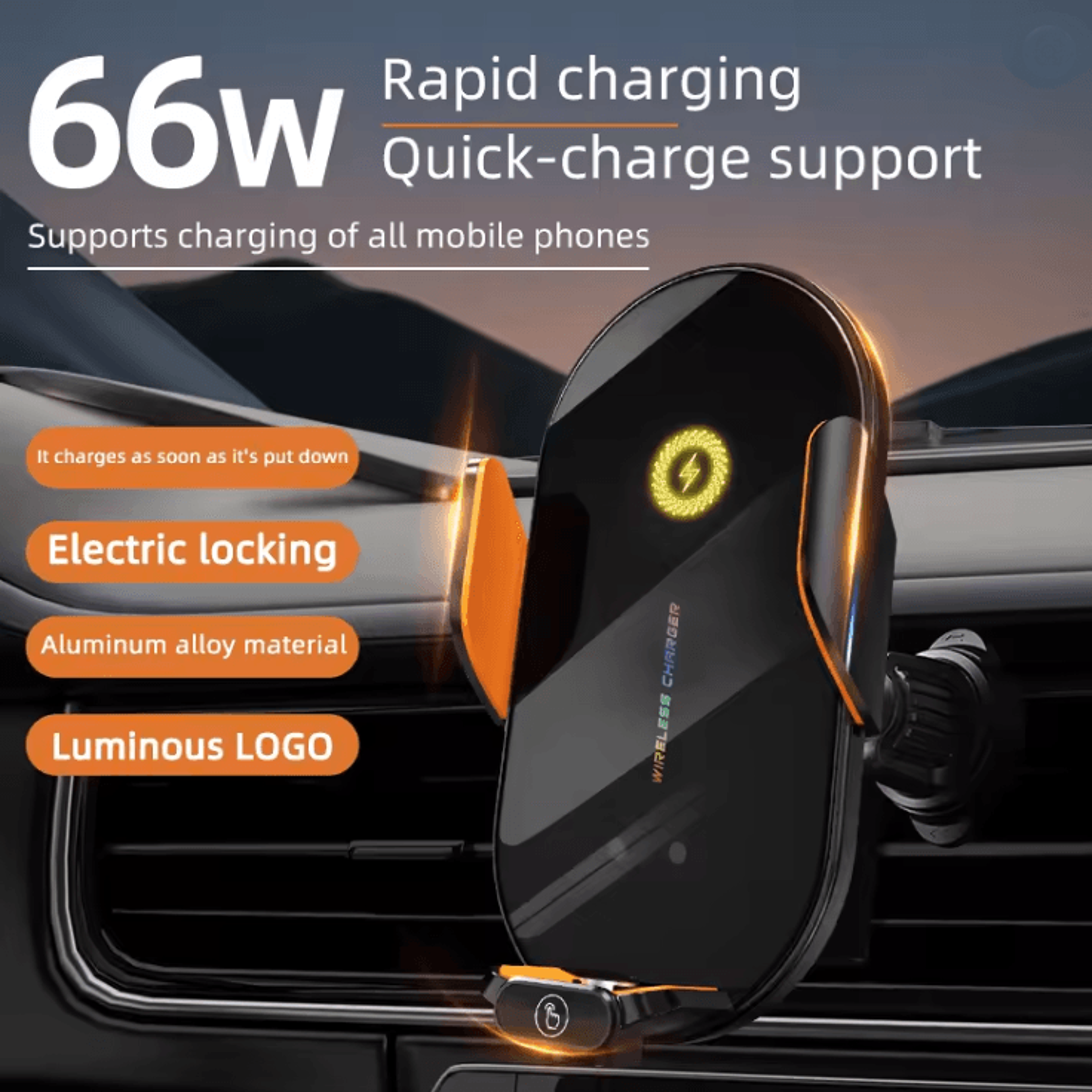 car wireless phone charger with automatic infrared induction and fast charging