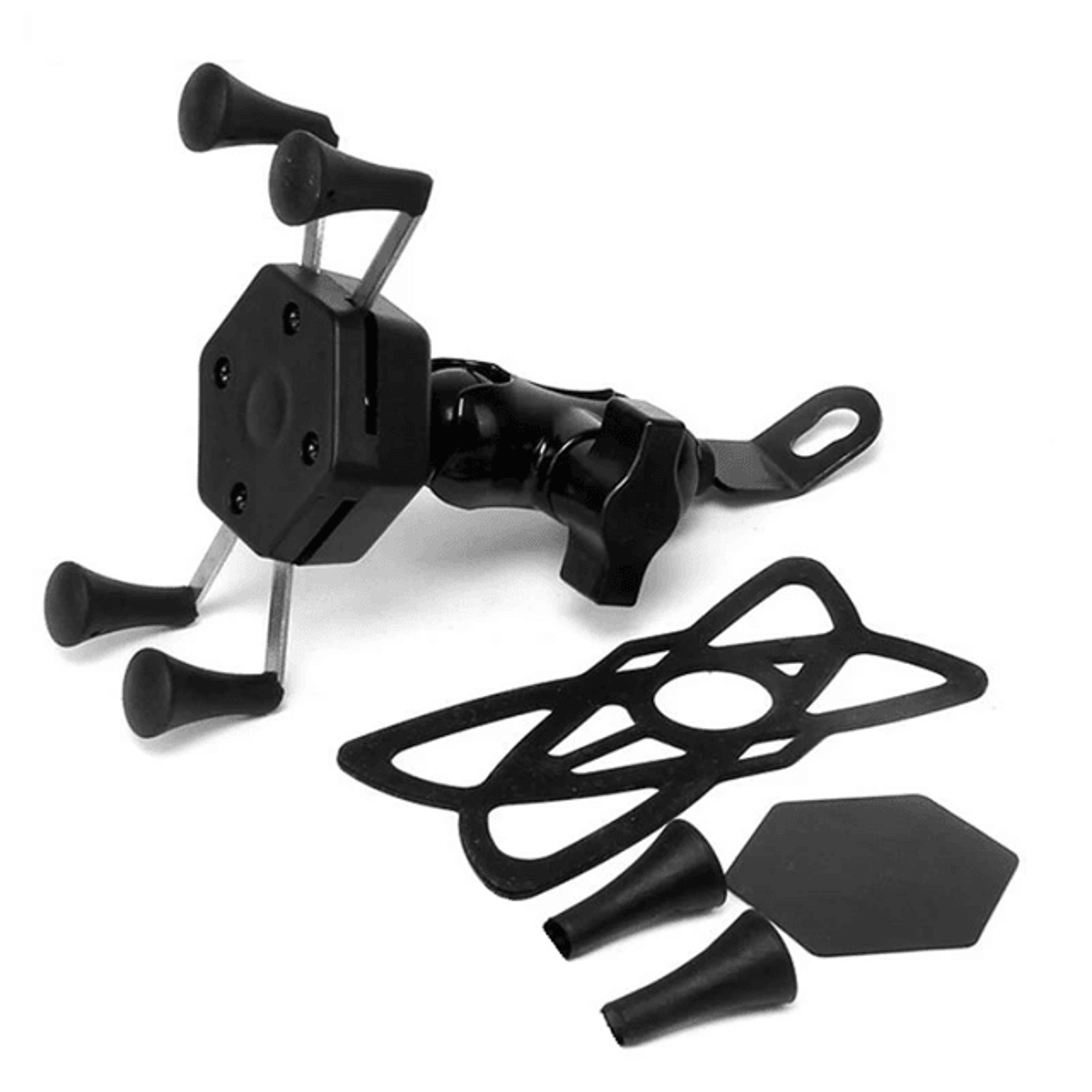 universal motorcycle phone holder with 360 degree rotation for rearview mirror mount