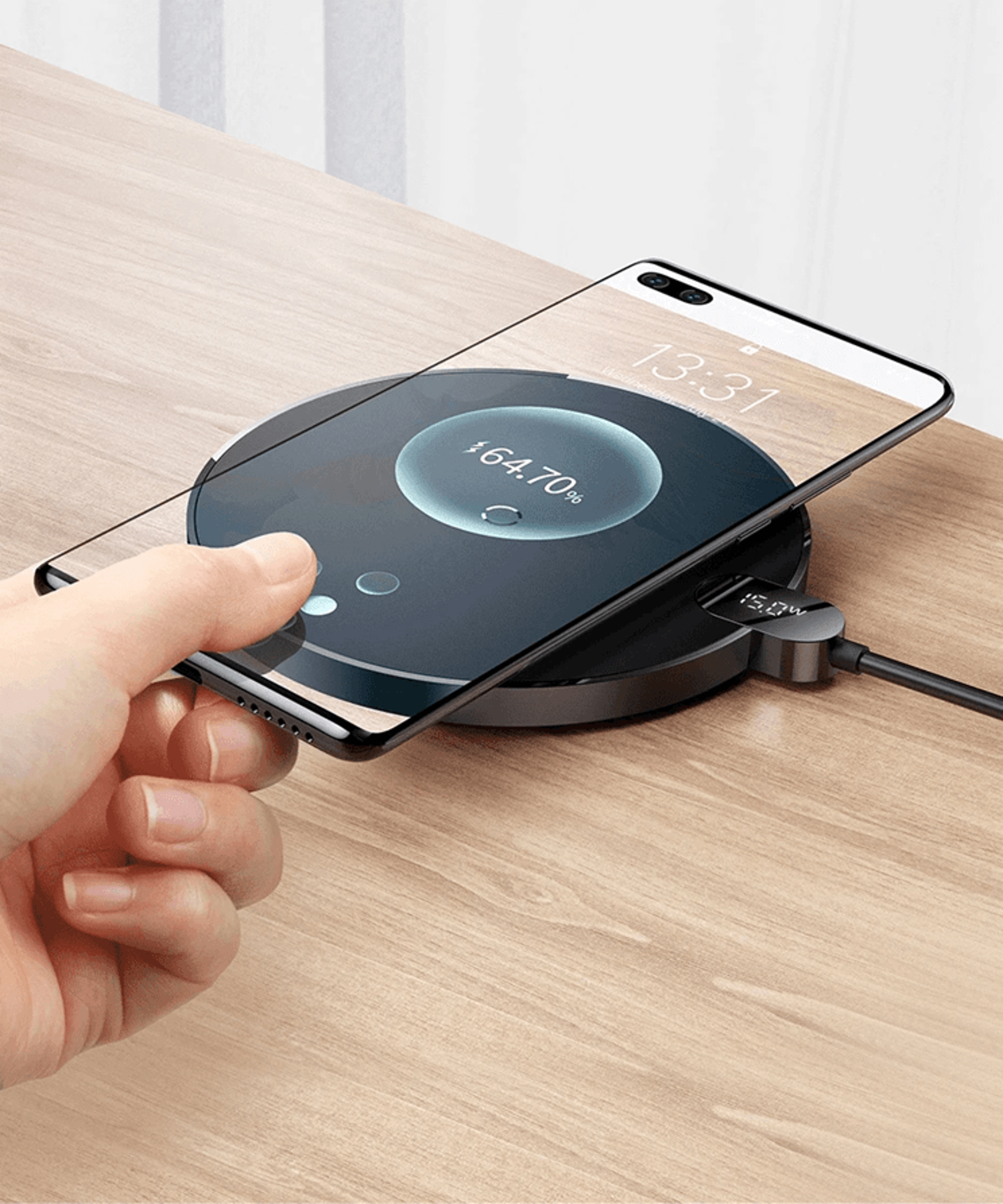 baseus 15w fast wireless charging pad with led display for phones and airpods