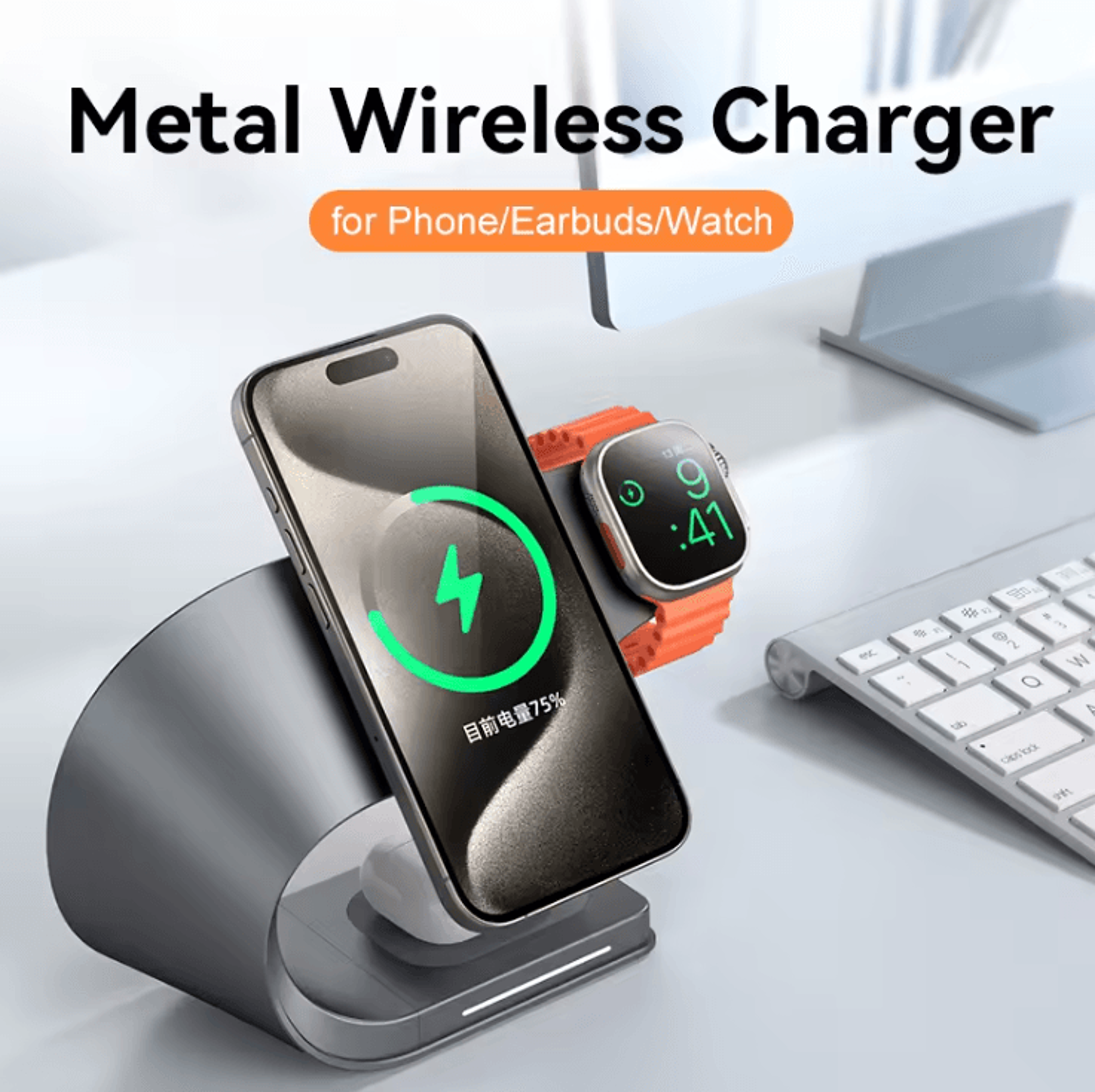 4 in 1 wireless charging station with magnetic fast charging dock for iphone airpods and apple watch