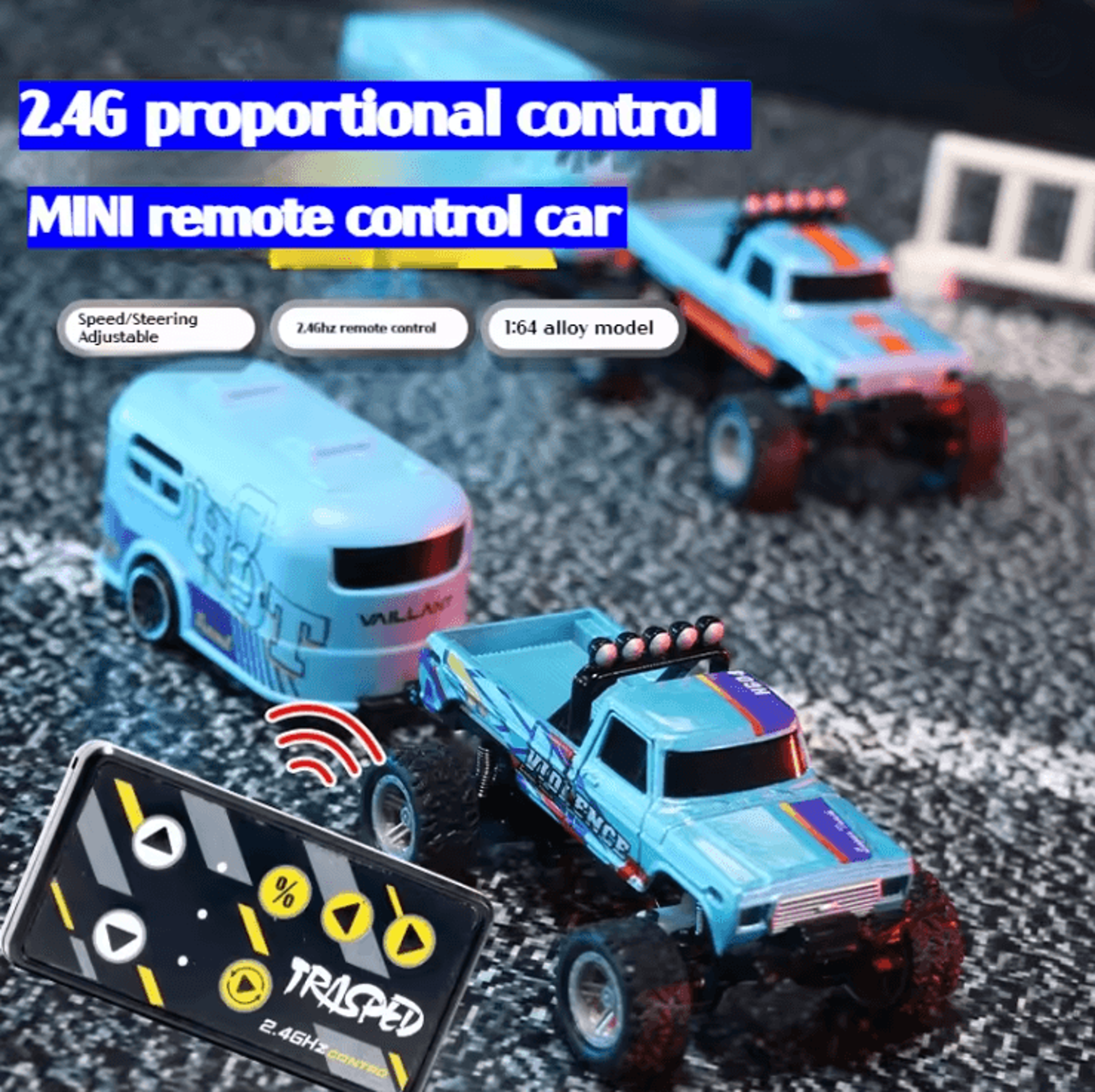 mini off road remote control car with alloy body and shock absorption