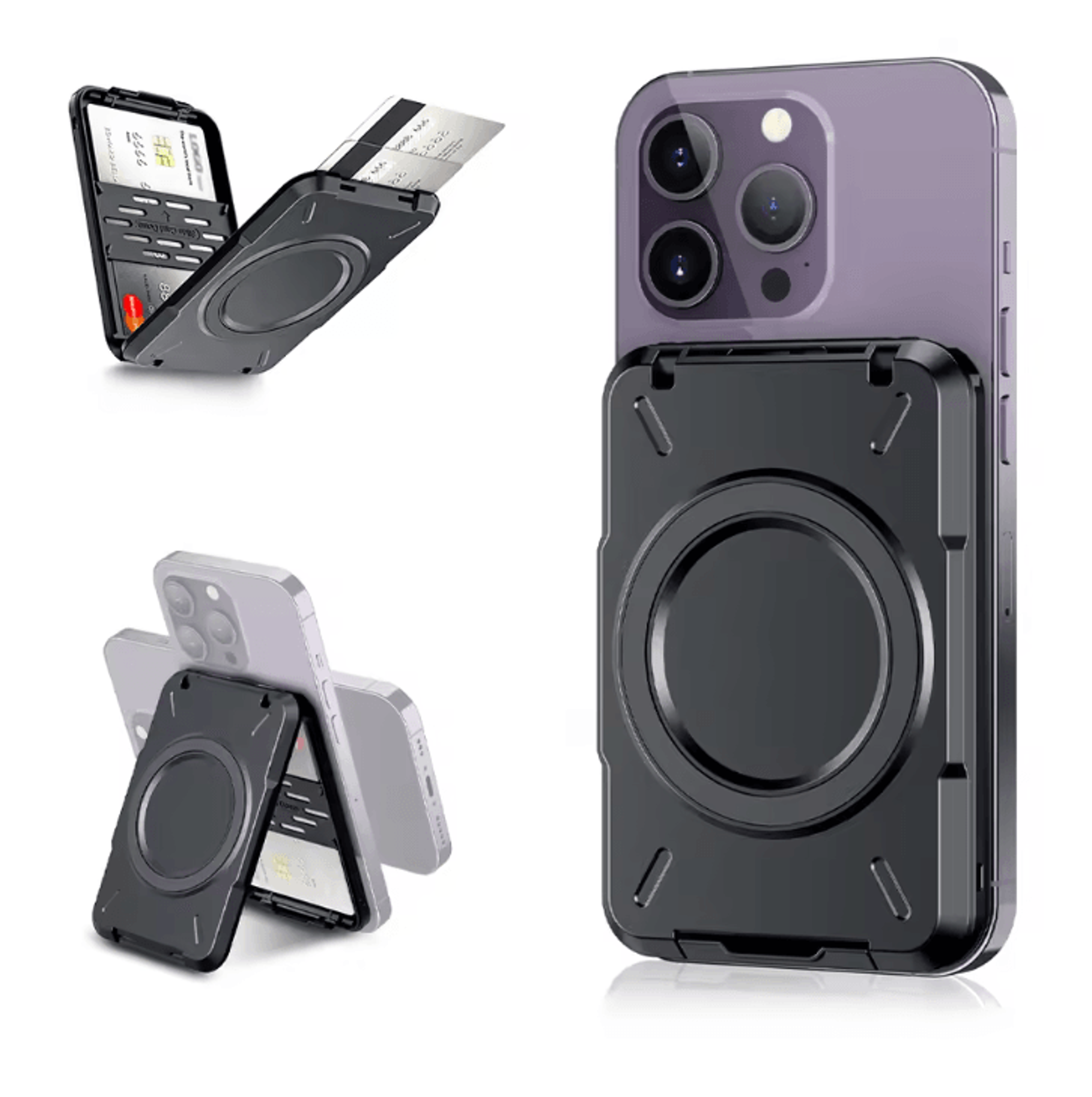 magnetic wallet card holder with rfid blocking for iphone