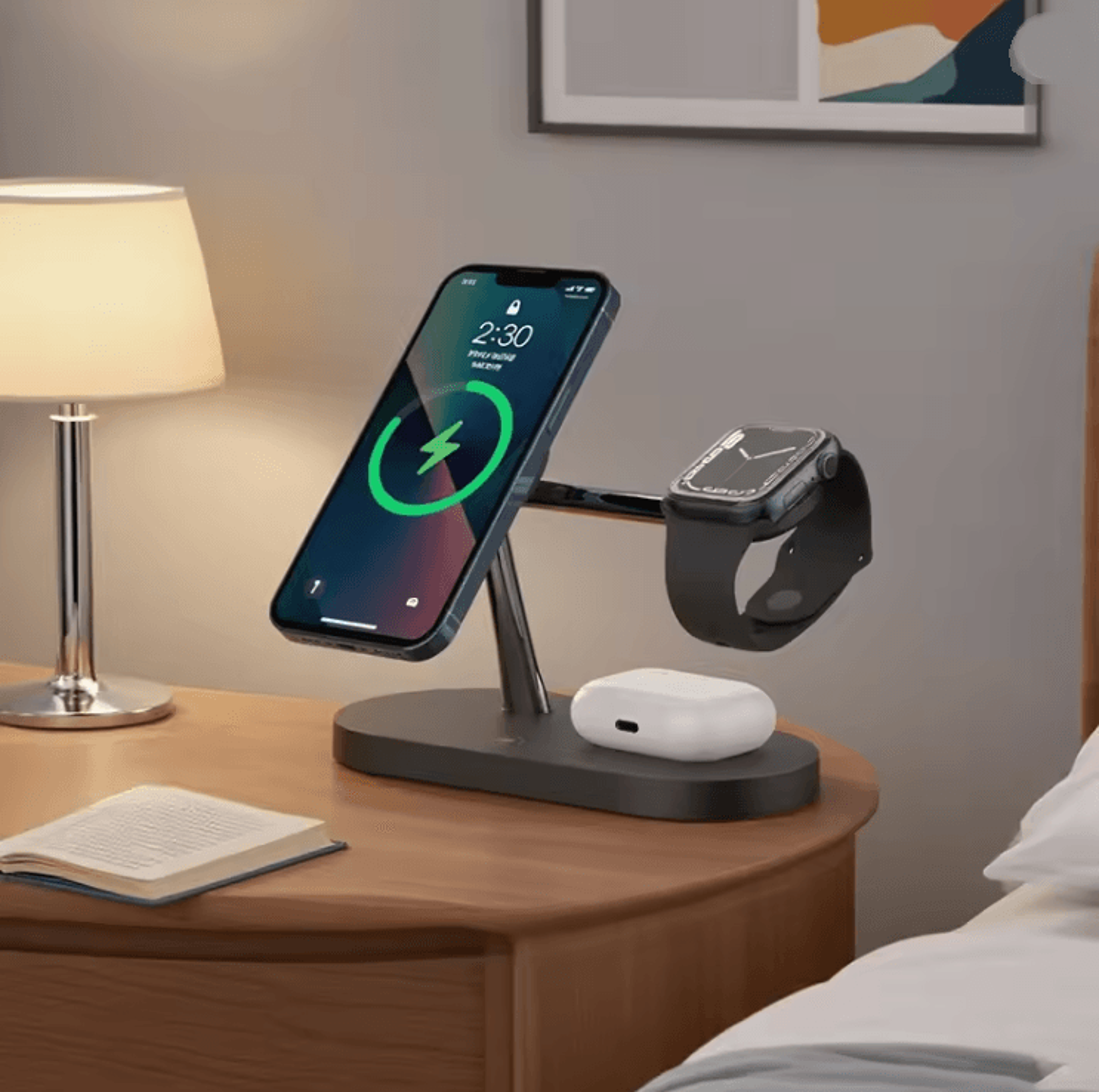 3 in 1 wireless charger stand for iphone apple watch and airpods fast charging station