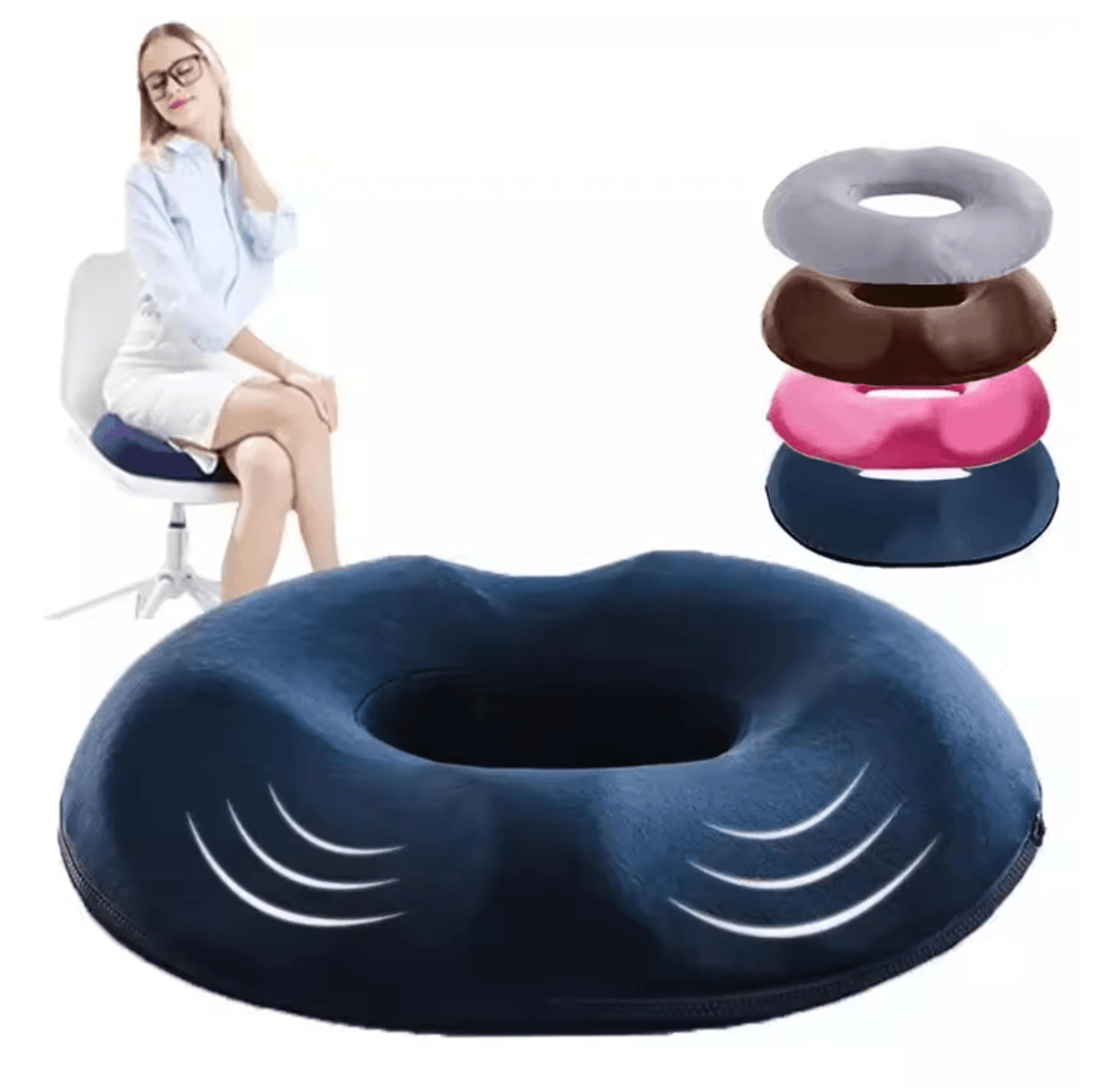 orthopedic donut pillow seat cushion with memory foam for tailbone and hemorrhoid relief