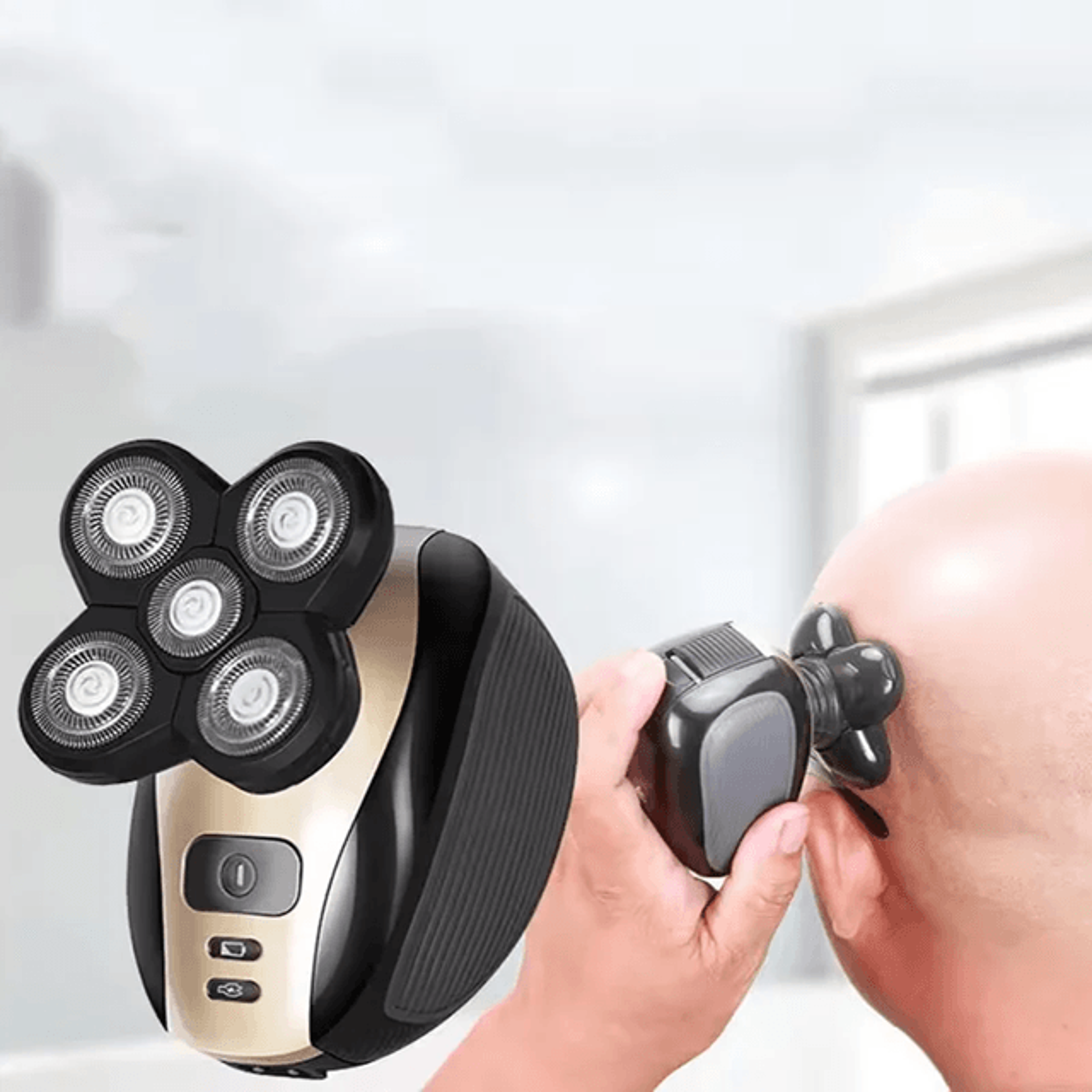 waterproof electric shaver for men with 5 head rotary razor and beard trimmer