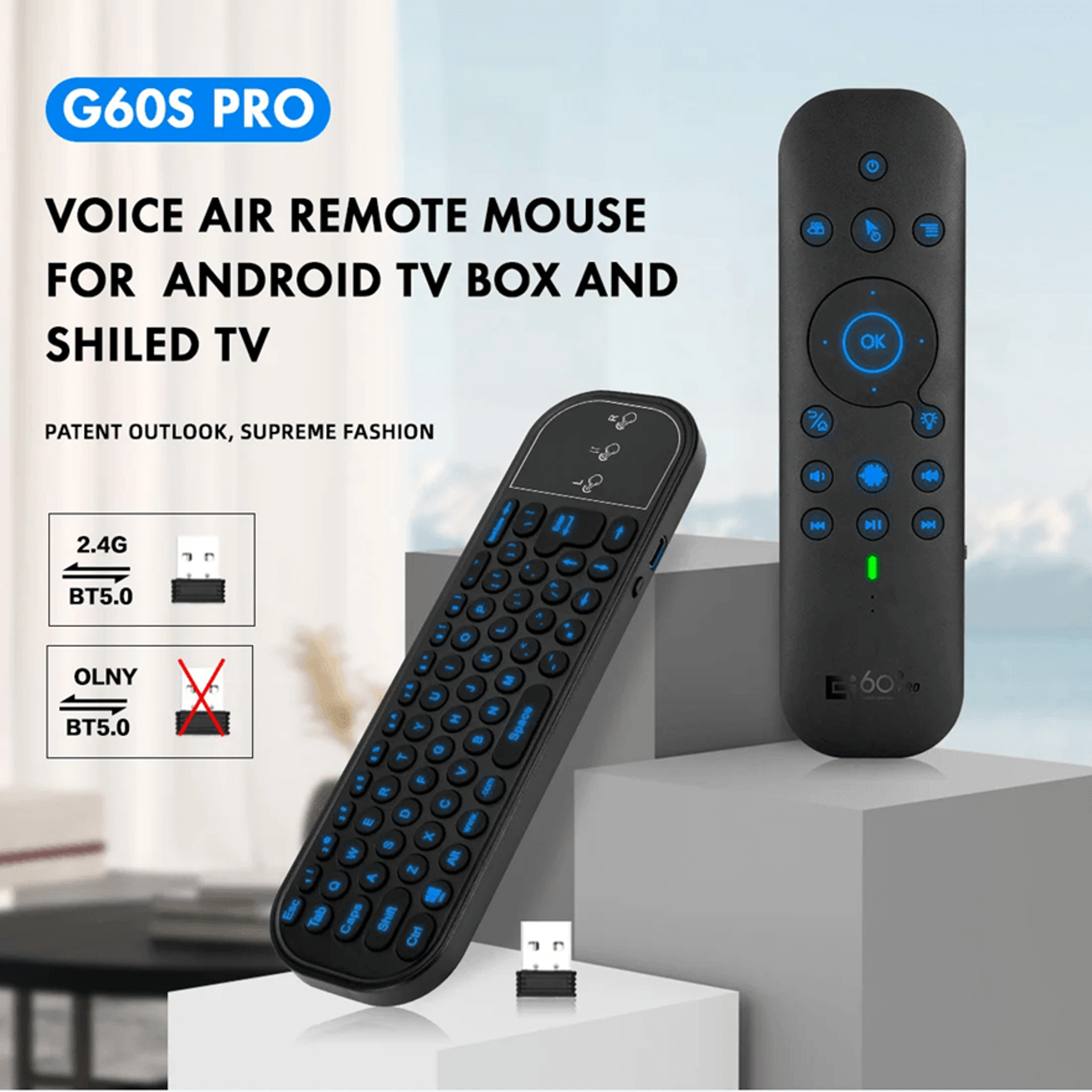 g60s pro wireless voice remote control with air mouse and backlit keys