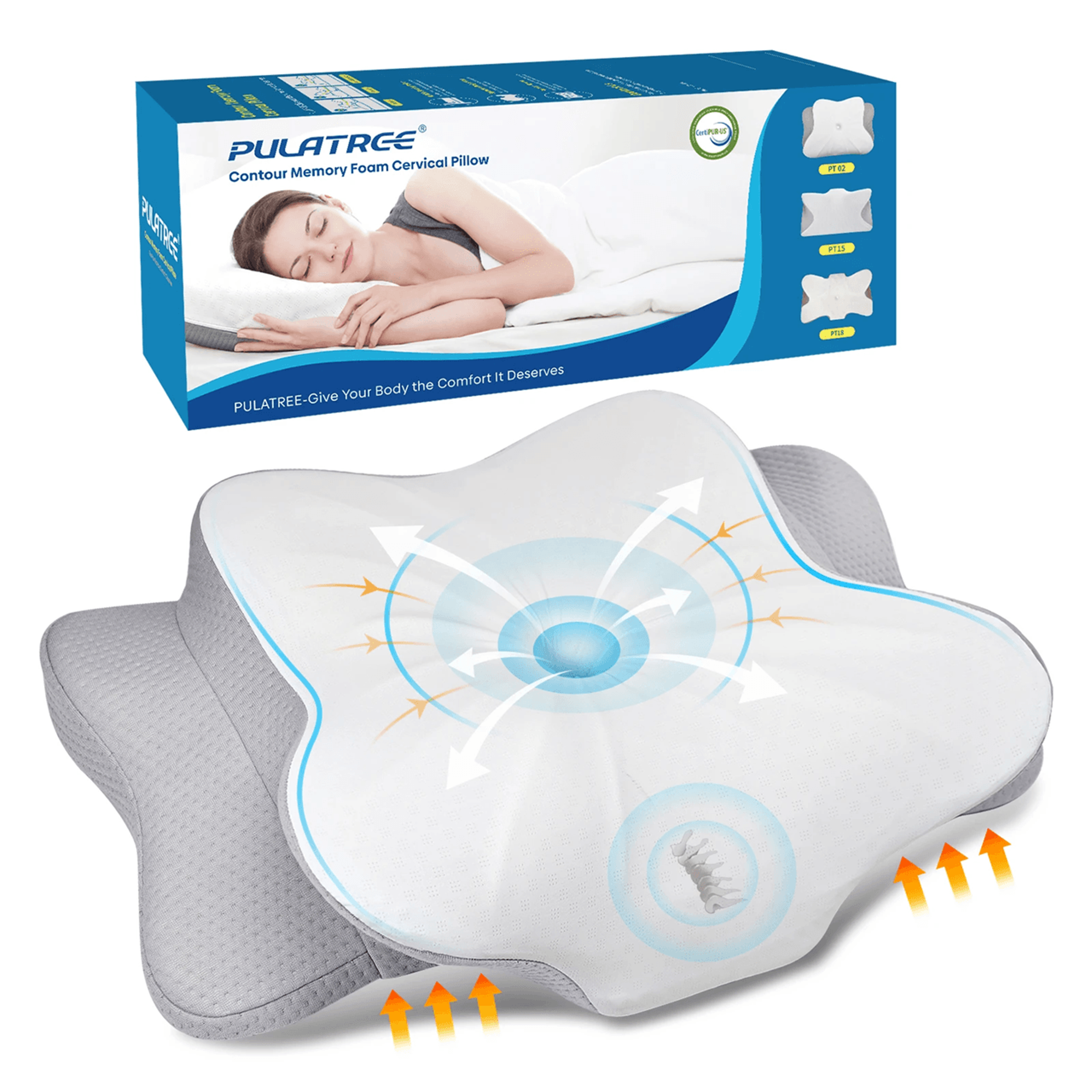 orthopedic memory foam cervical pillow for neck and shoulder pain relief