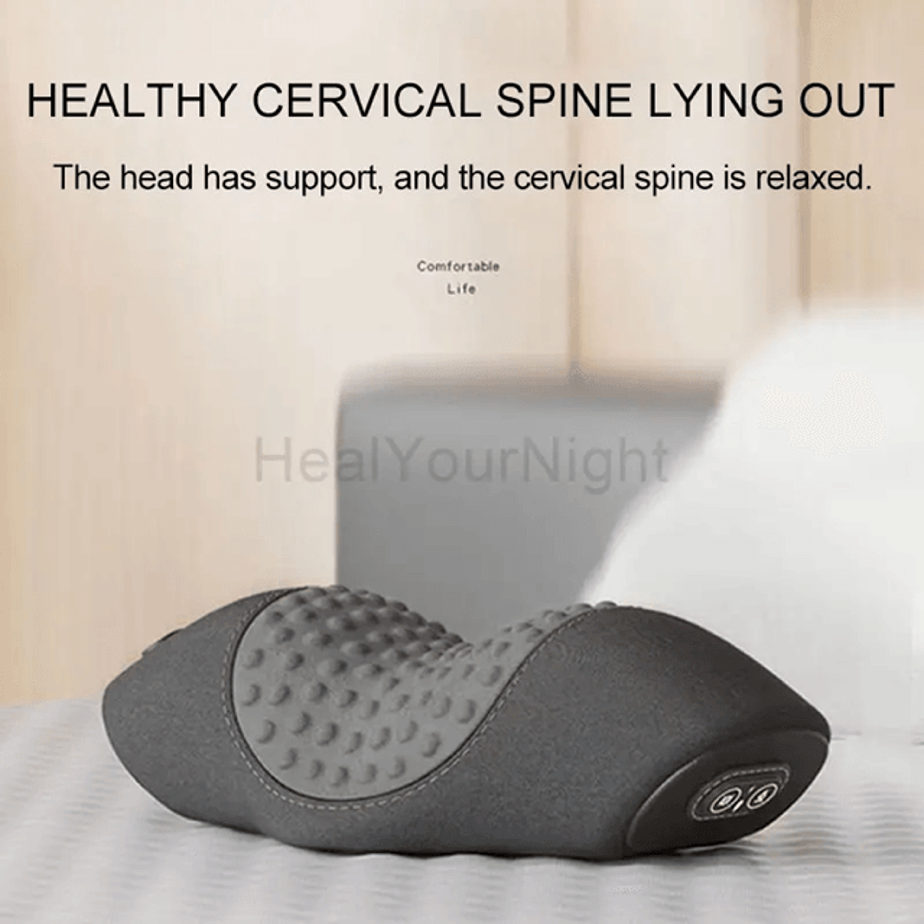 electric neck massage pillow with heating and vibration for cervical and spine support