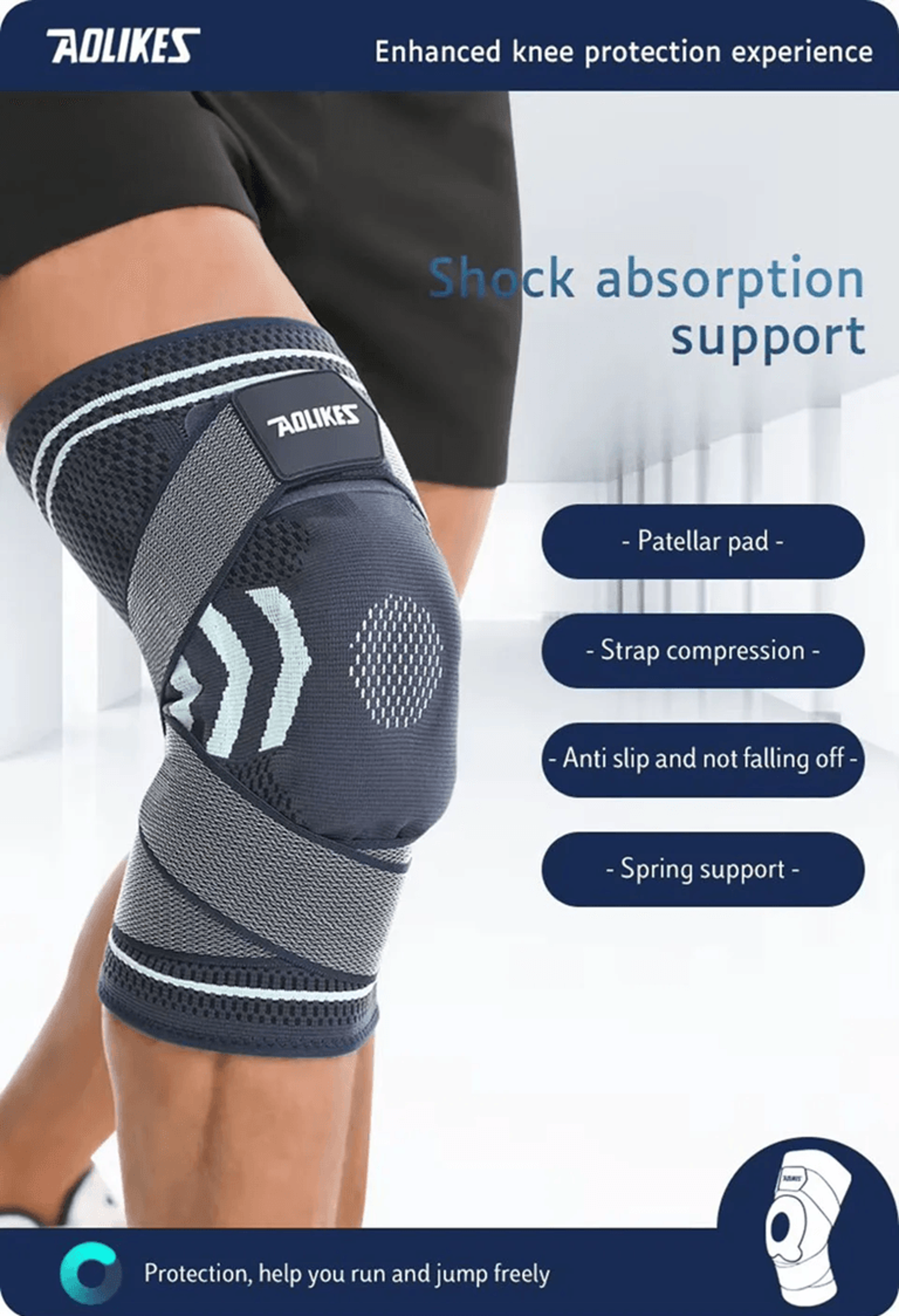 aolikes knee brace support strap for compression and joint pain relief