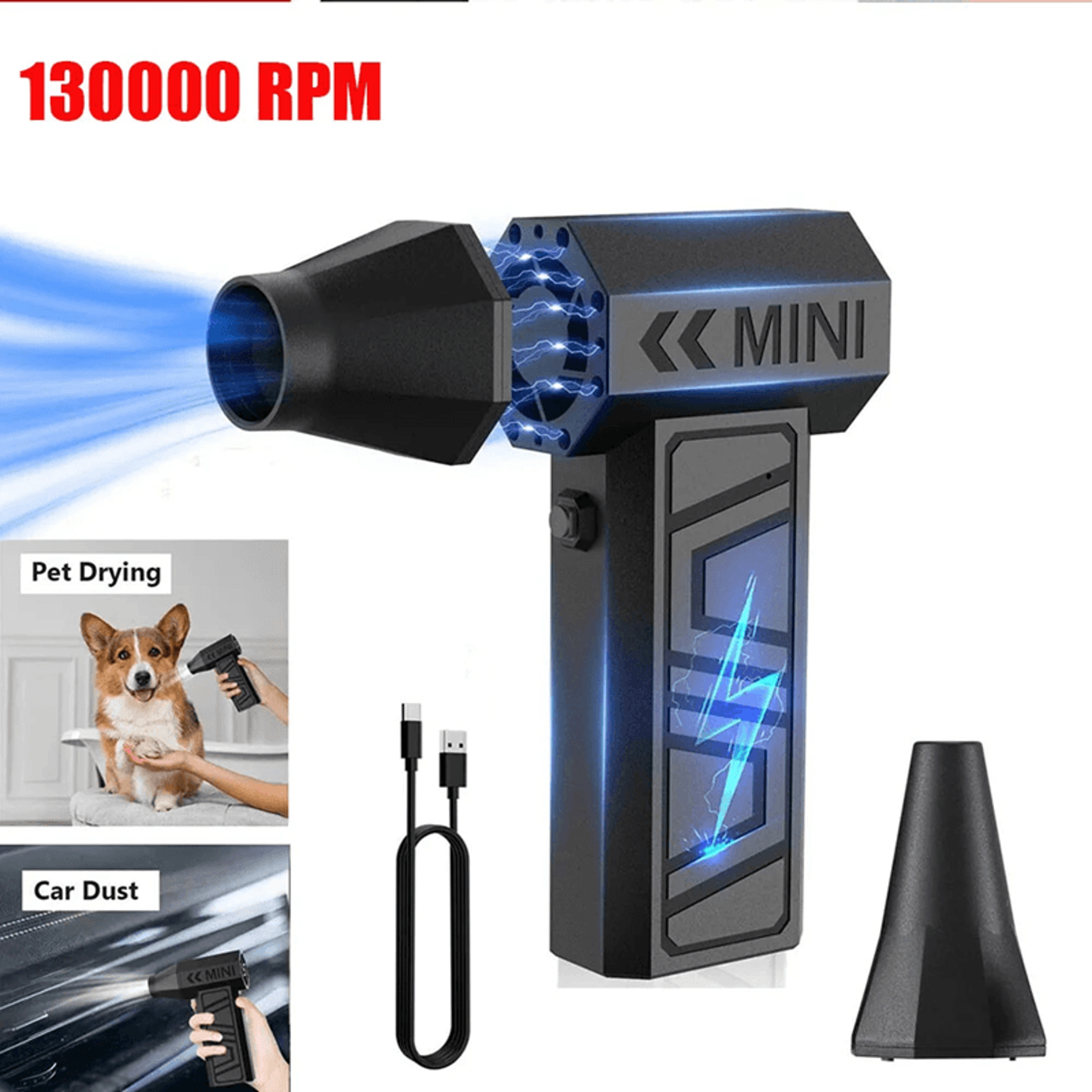 rechargeable electric air duster with adjustable speed for car and home cleaning