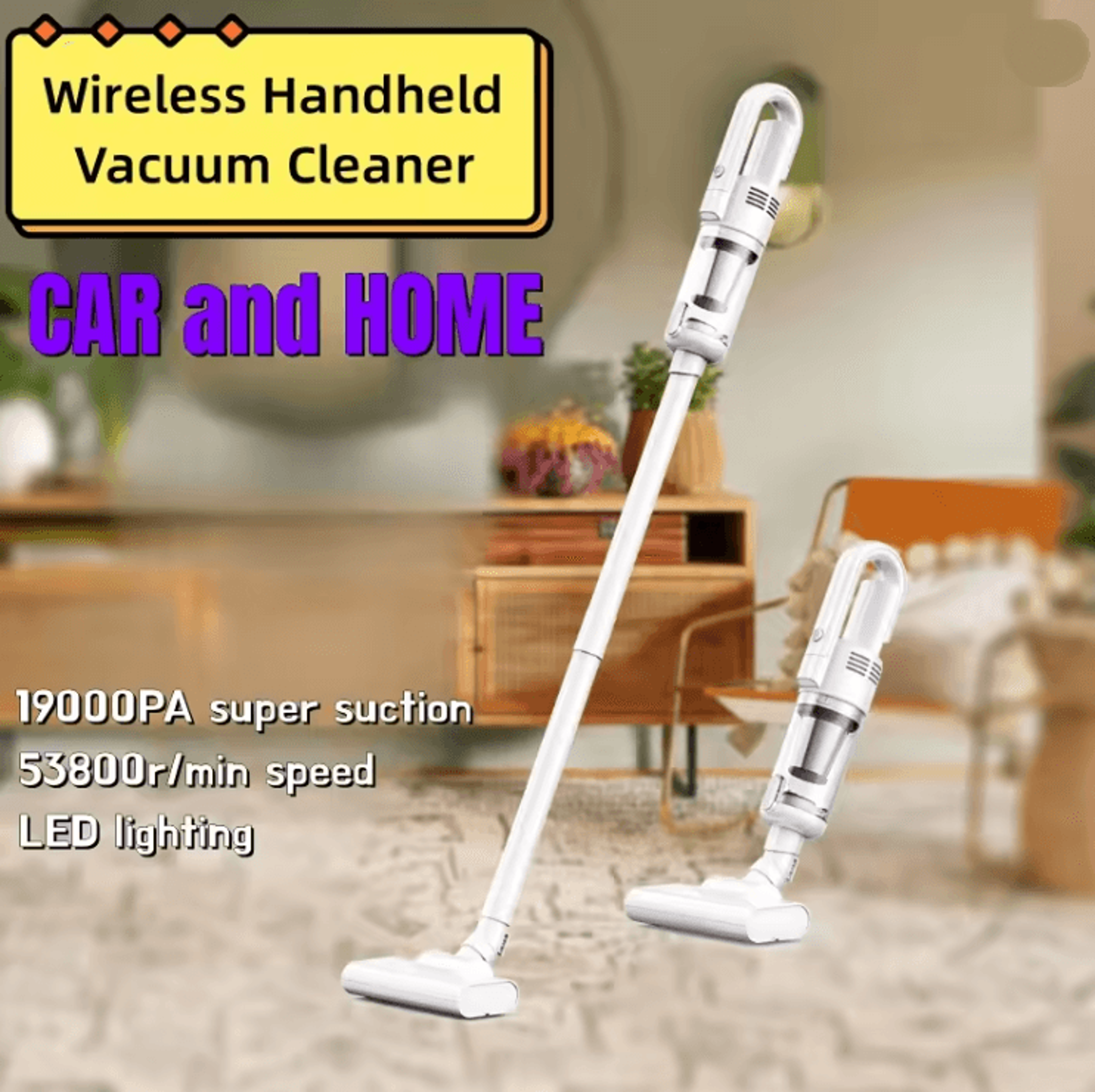 powerful wireless car vacuum cleaner with portable handheld design