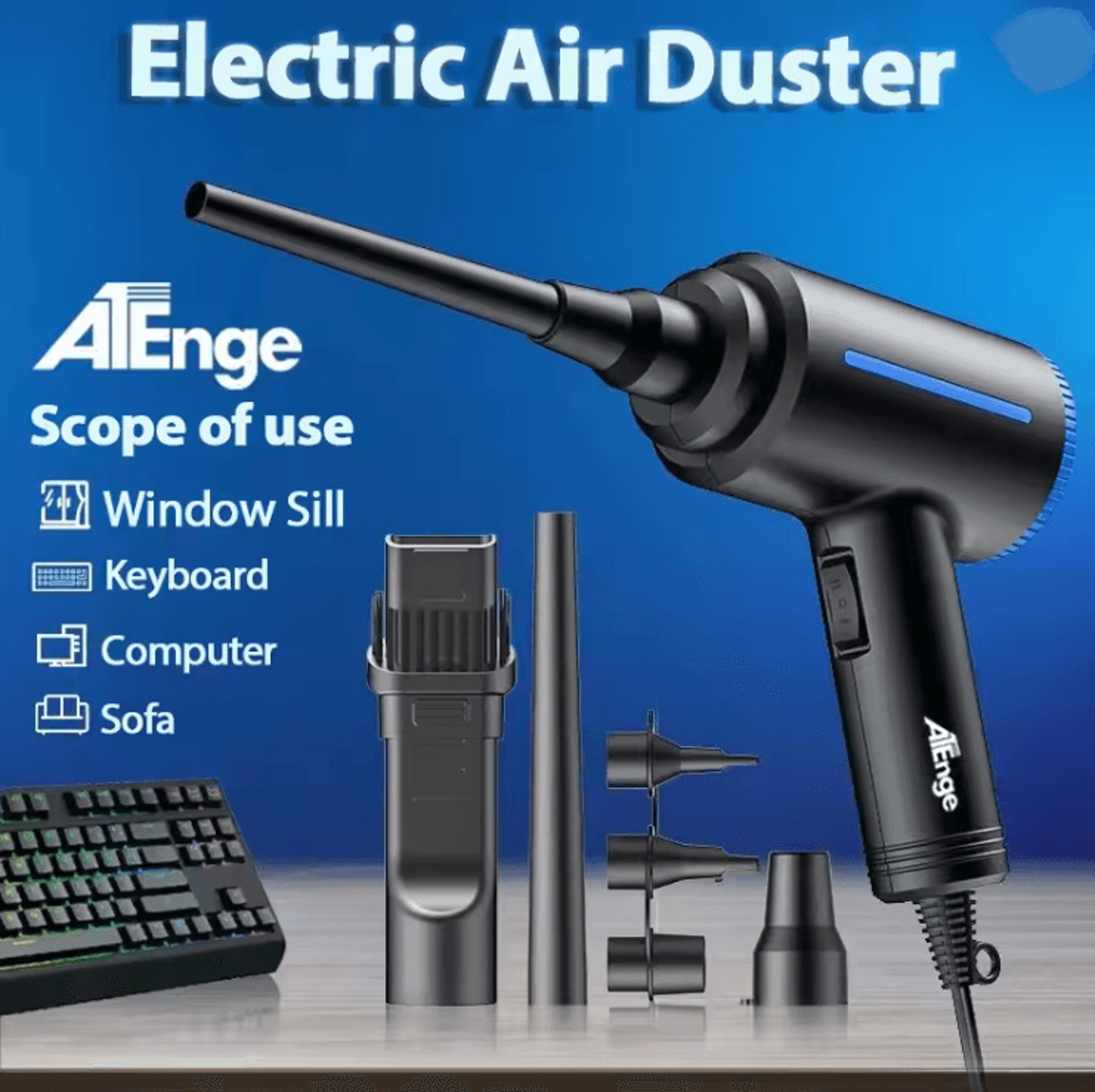500w electric air duster powerful keyboard cleaner and reusable compressed air blower