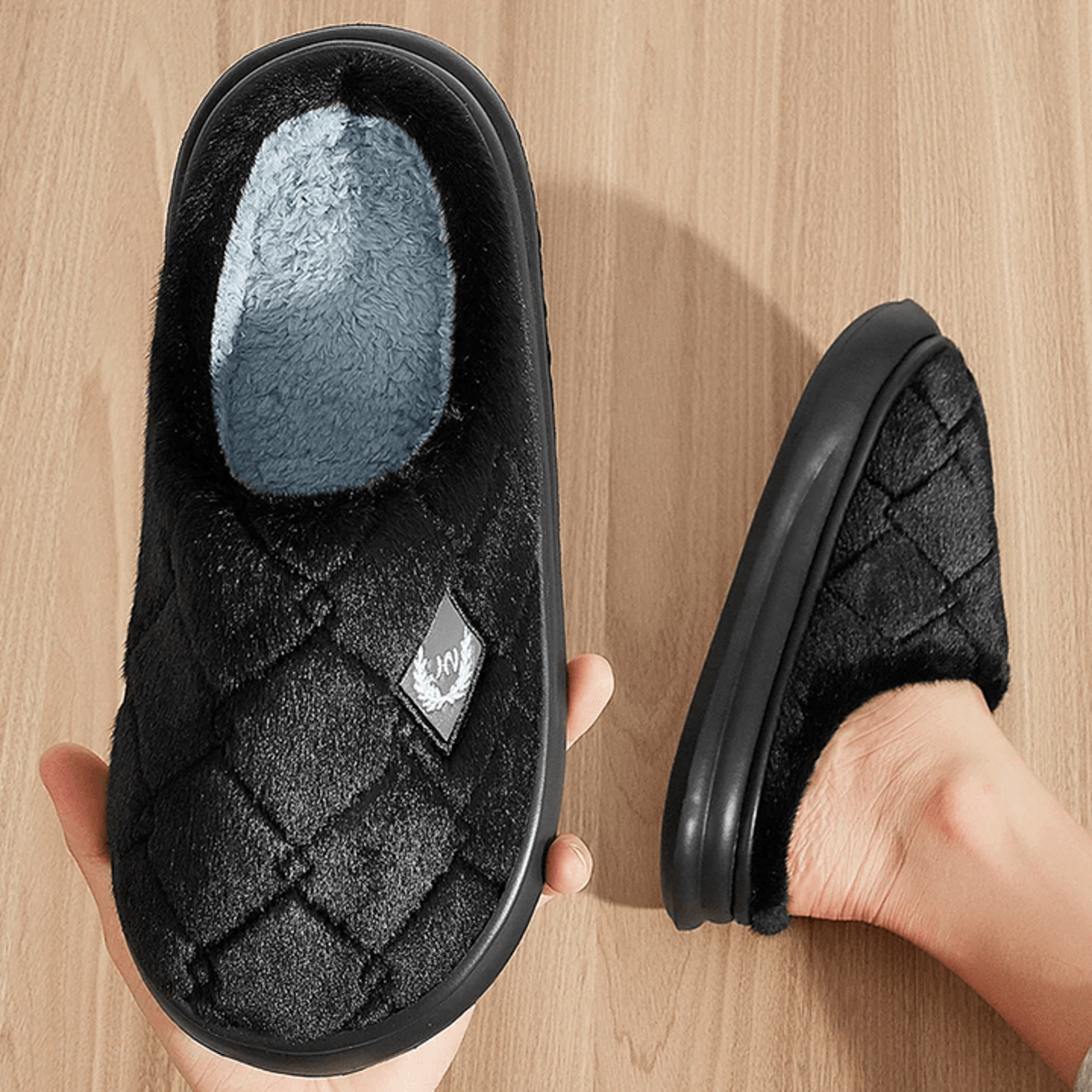 mens winter house slippers cozy memory foam plush non slip indoor shoes