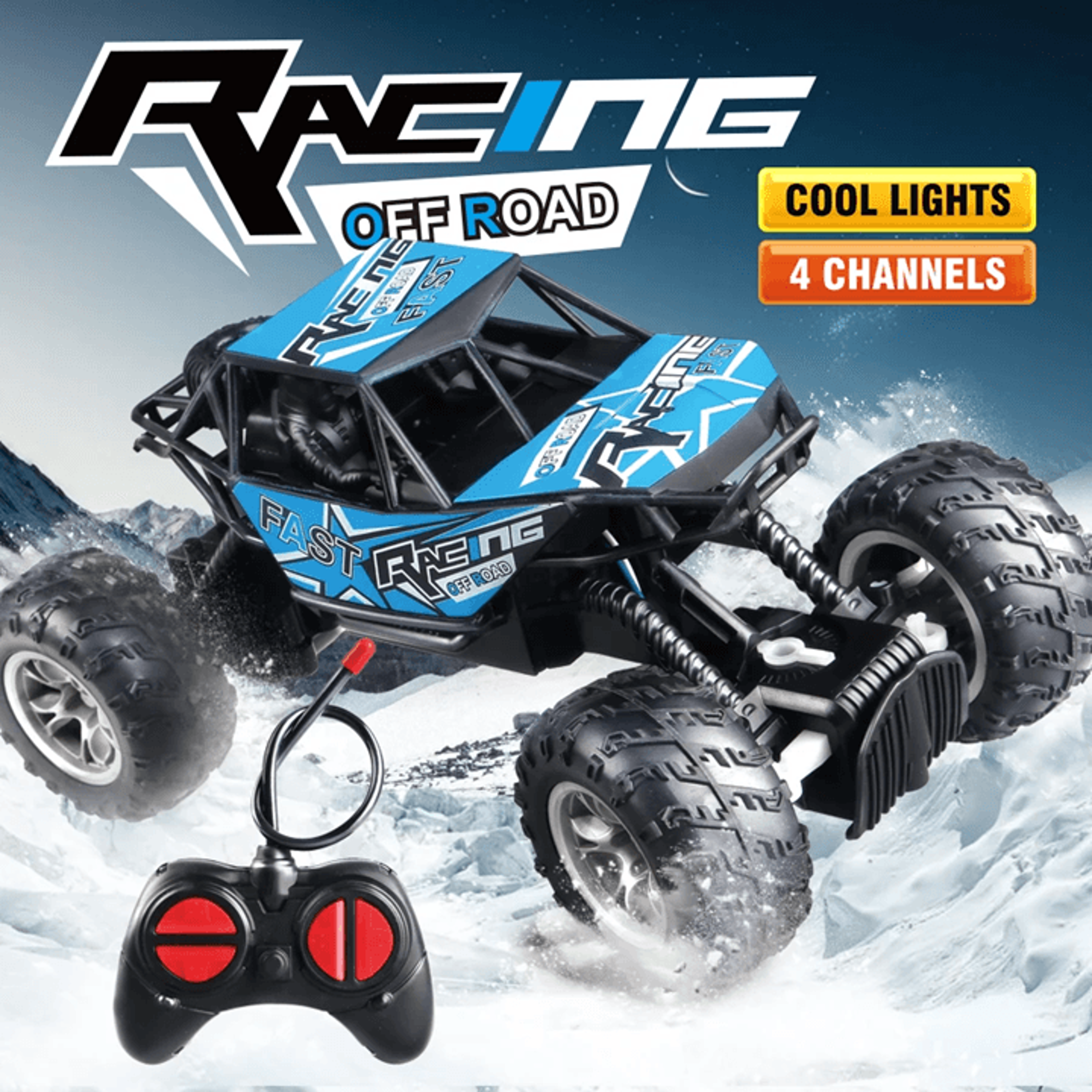 remote control off road car with lights and anti slip tires