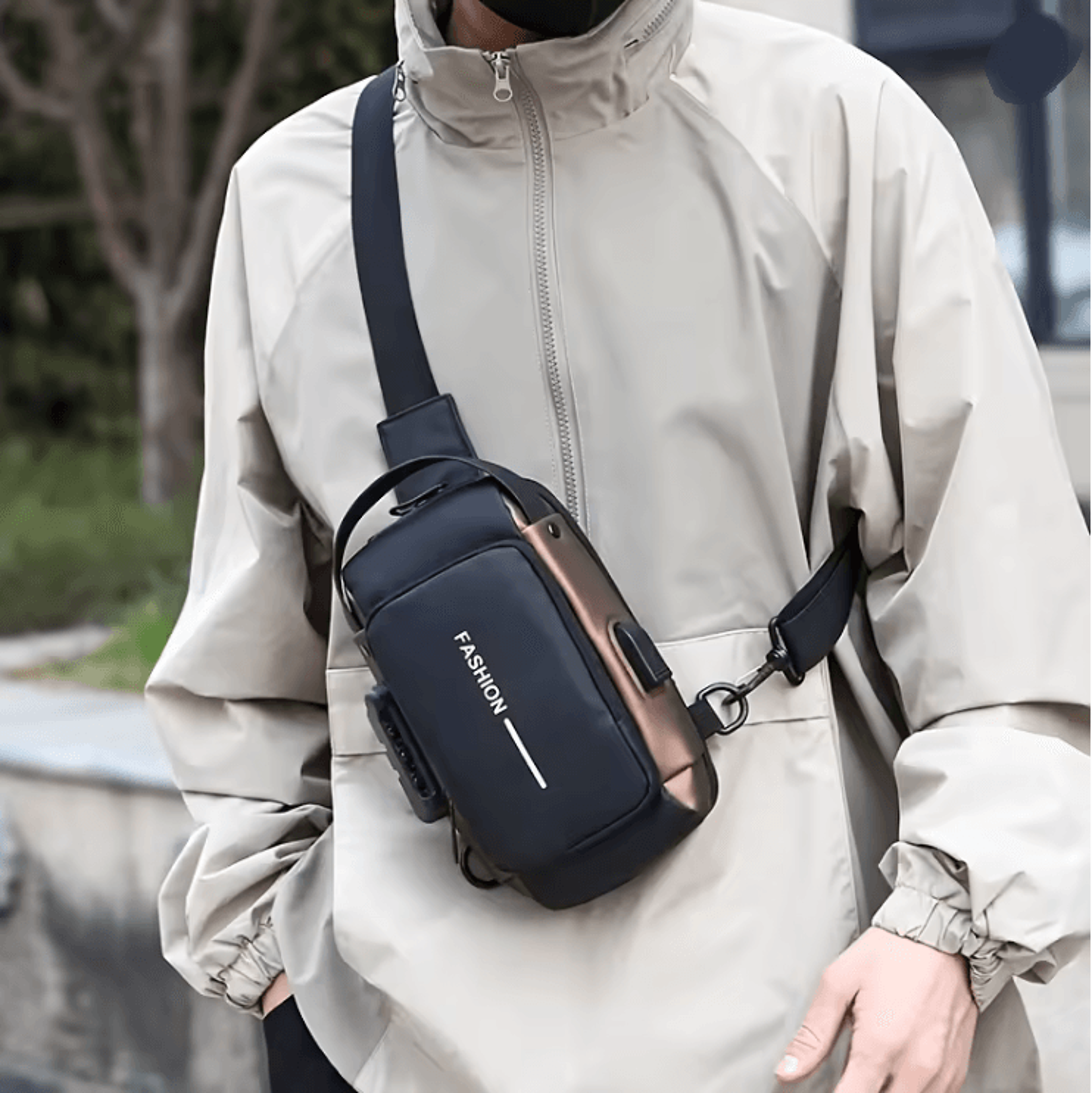 mens sling bag crossbody chest pack with phone pocket