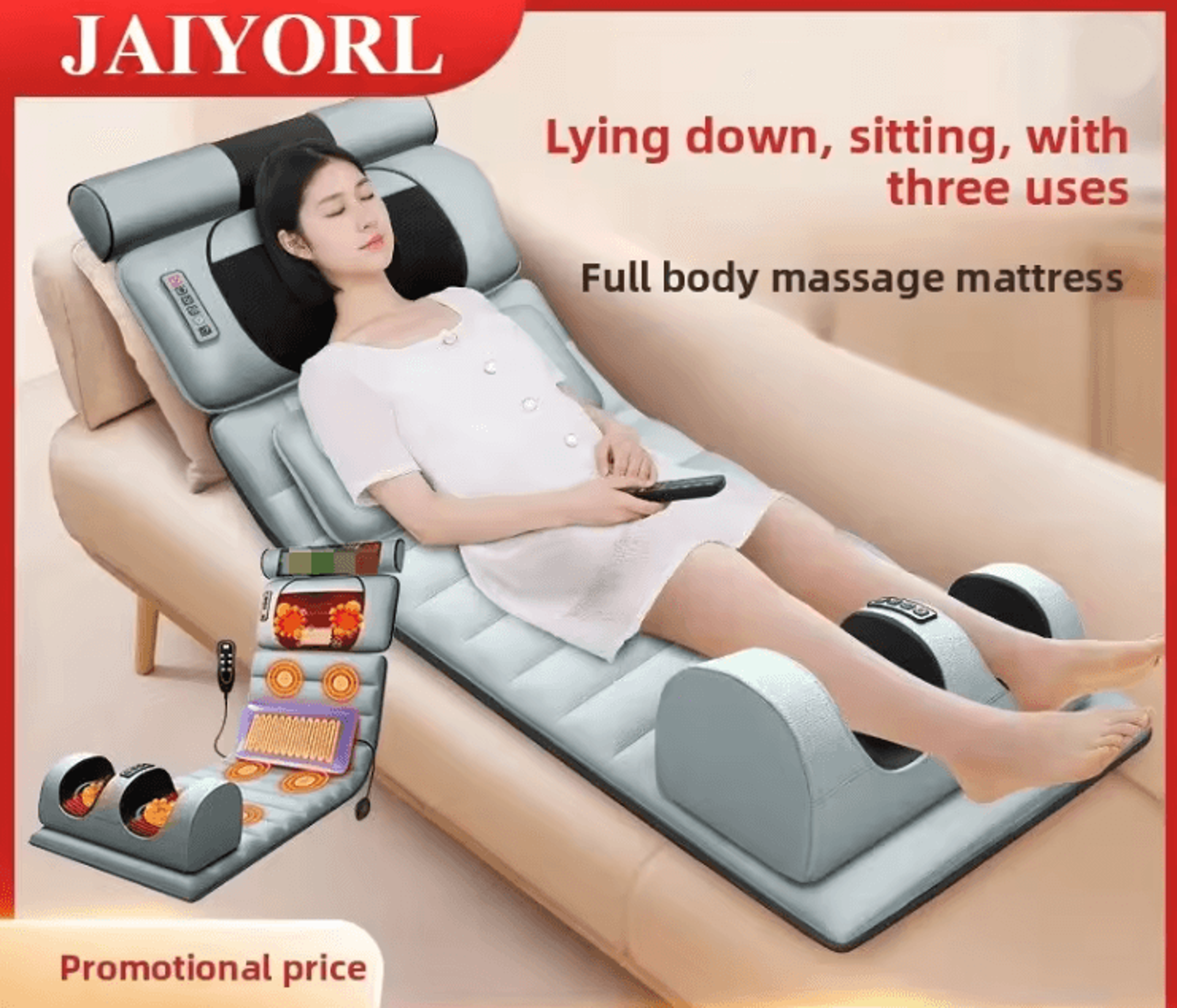 electric full body massage mattress with heating and vibration cushion