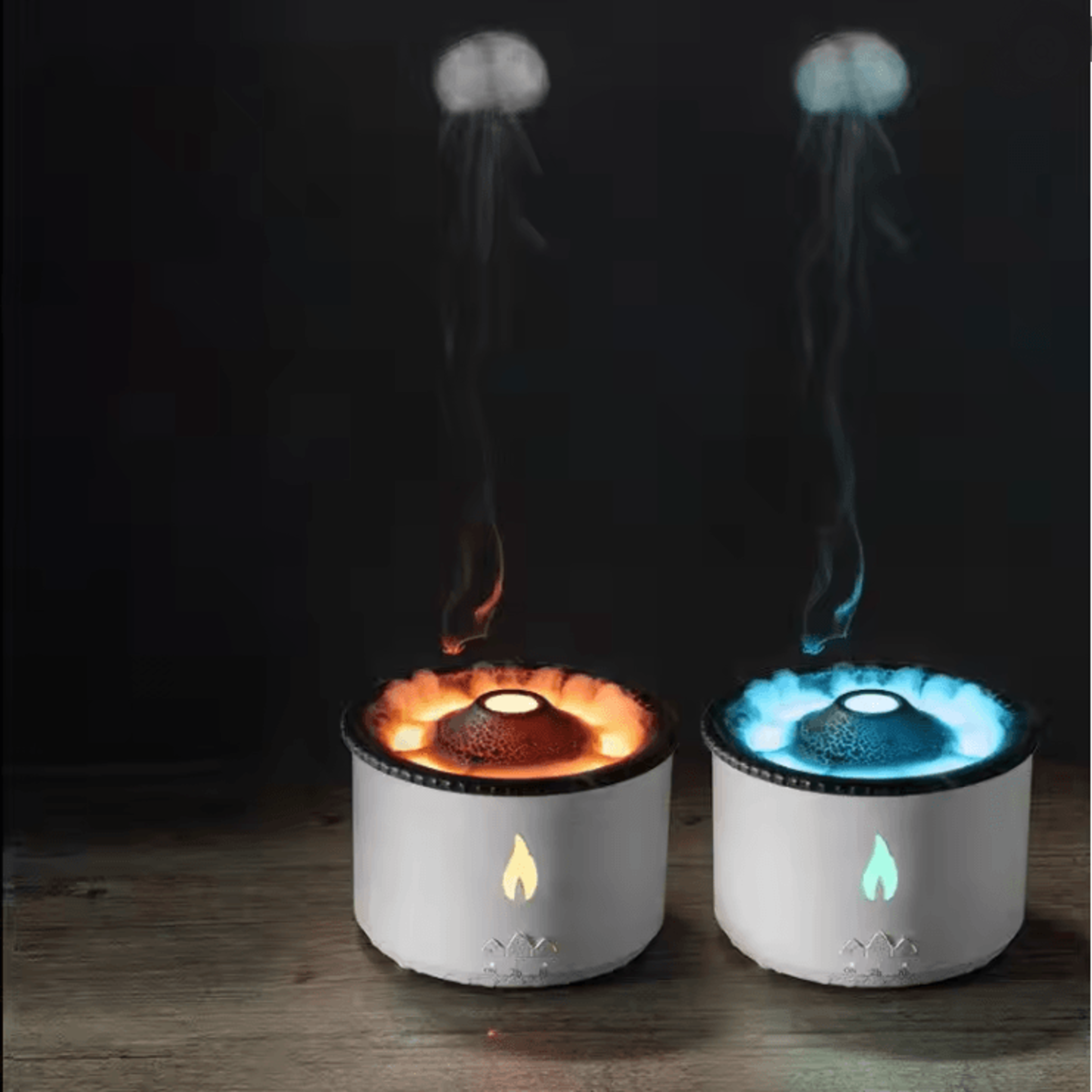 volcano flame aroma diffuser essential oil humidifier with fire light effect