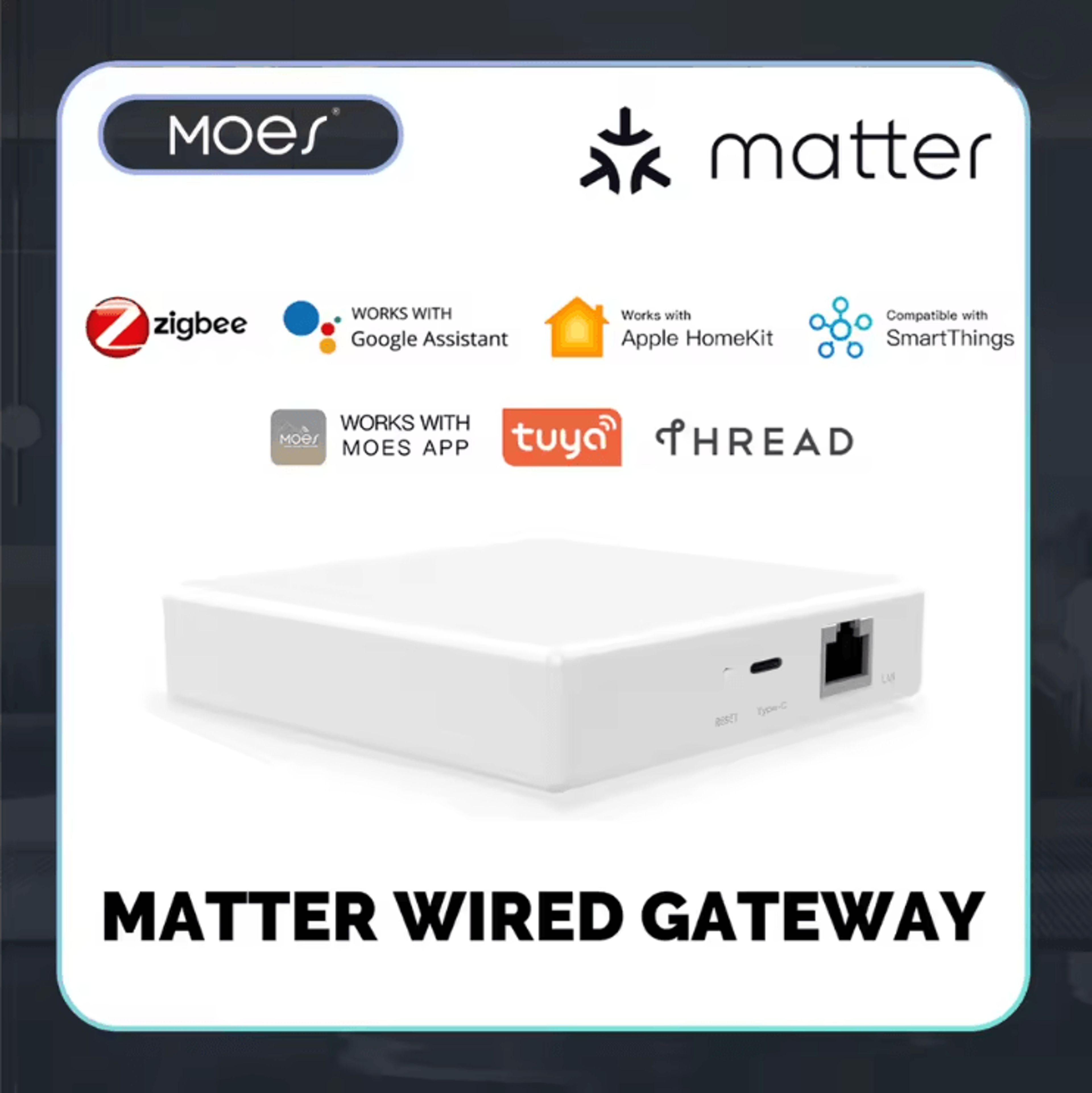 smart home matter gateway hub with tuya zigbee and voice control