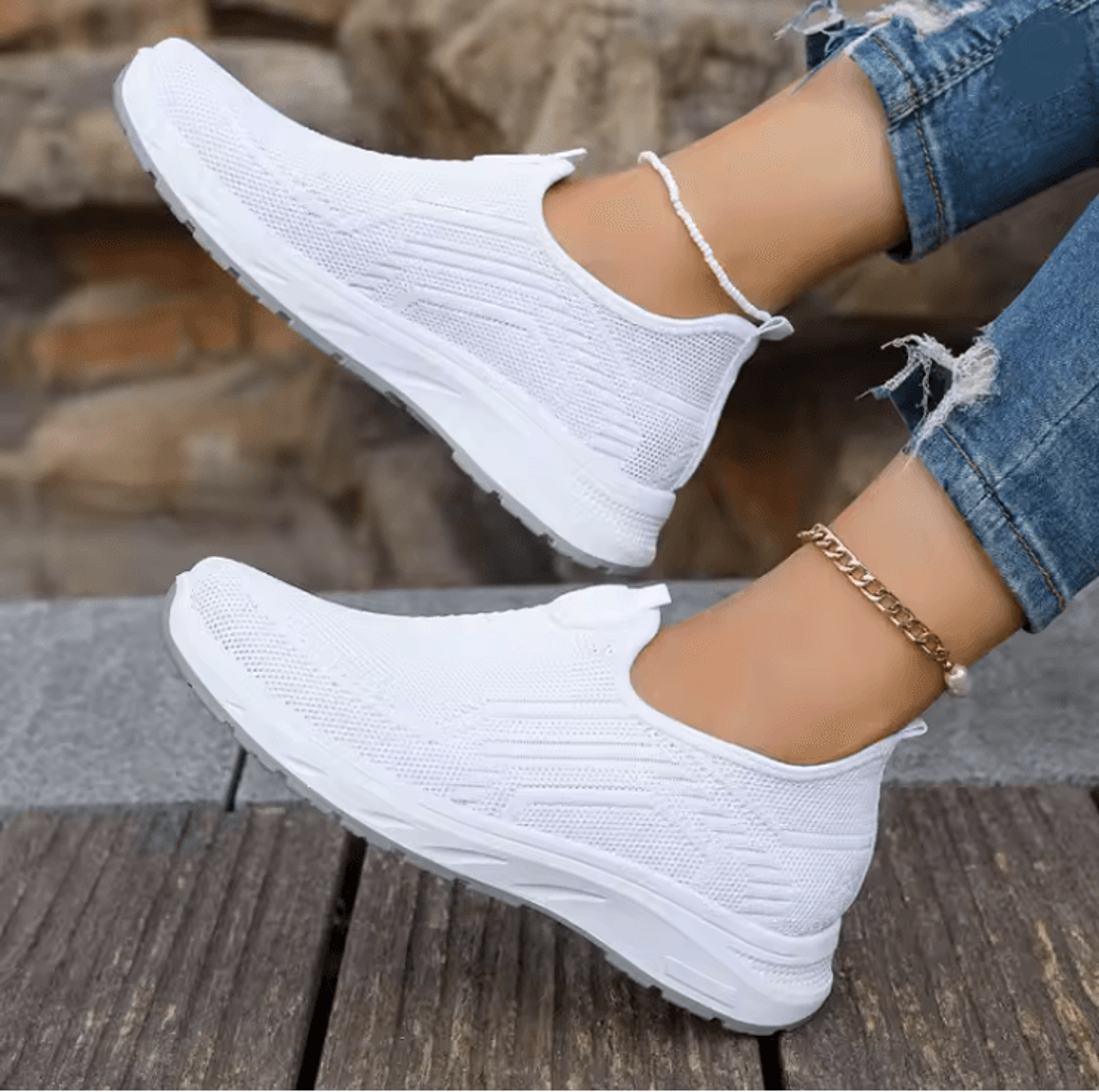 womens slip on sneakers breathable walking shoes casual comfort flats