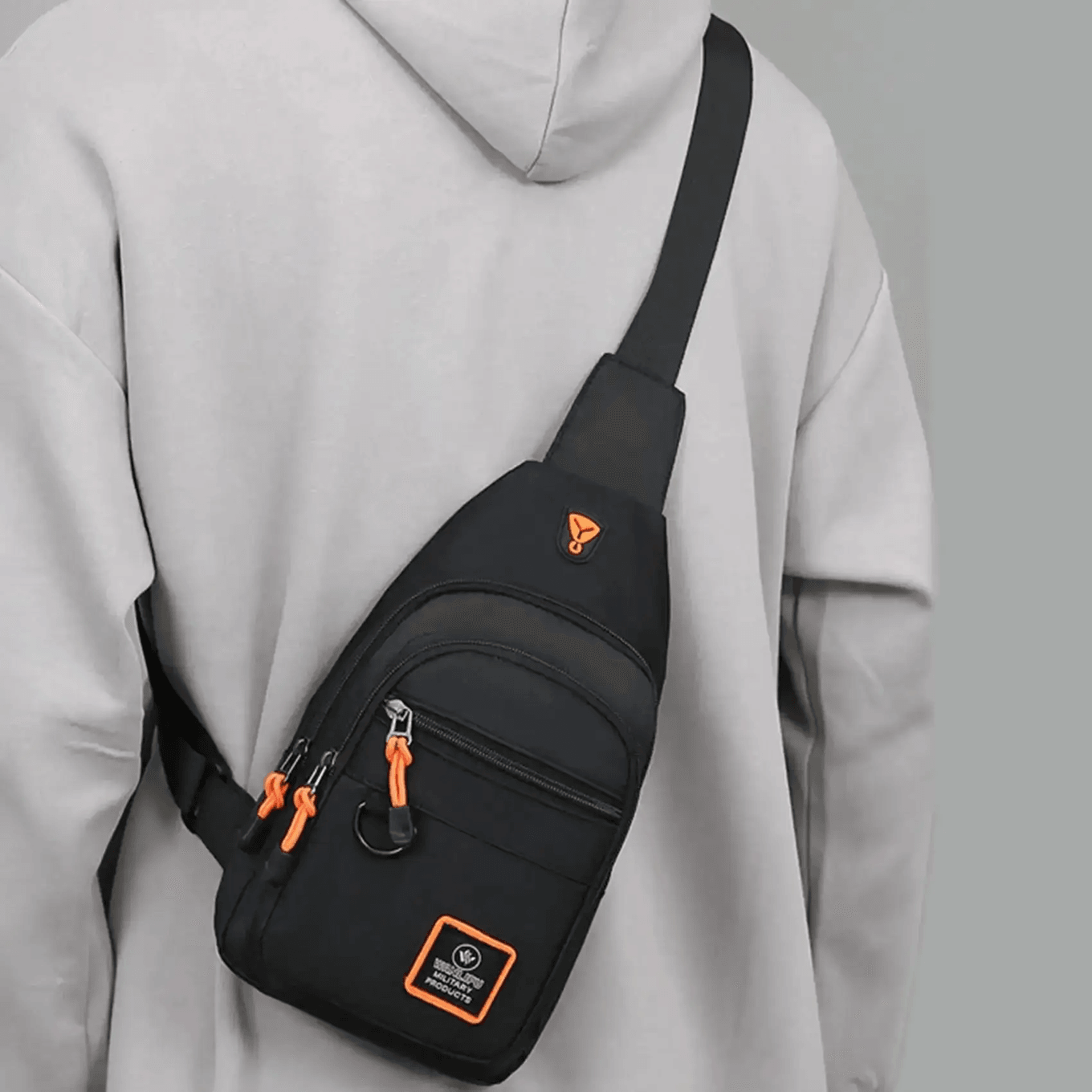 mens crossbody shoulder bag multi layer business chest bag