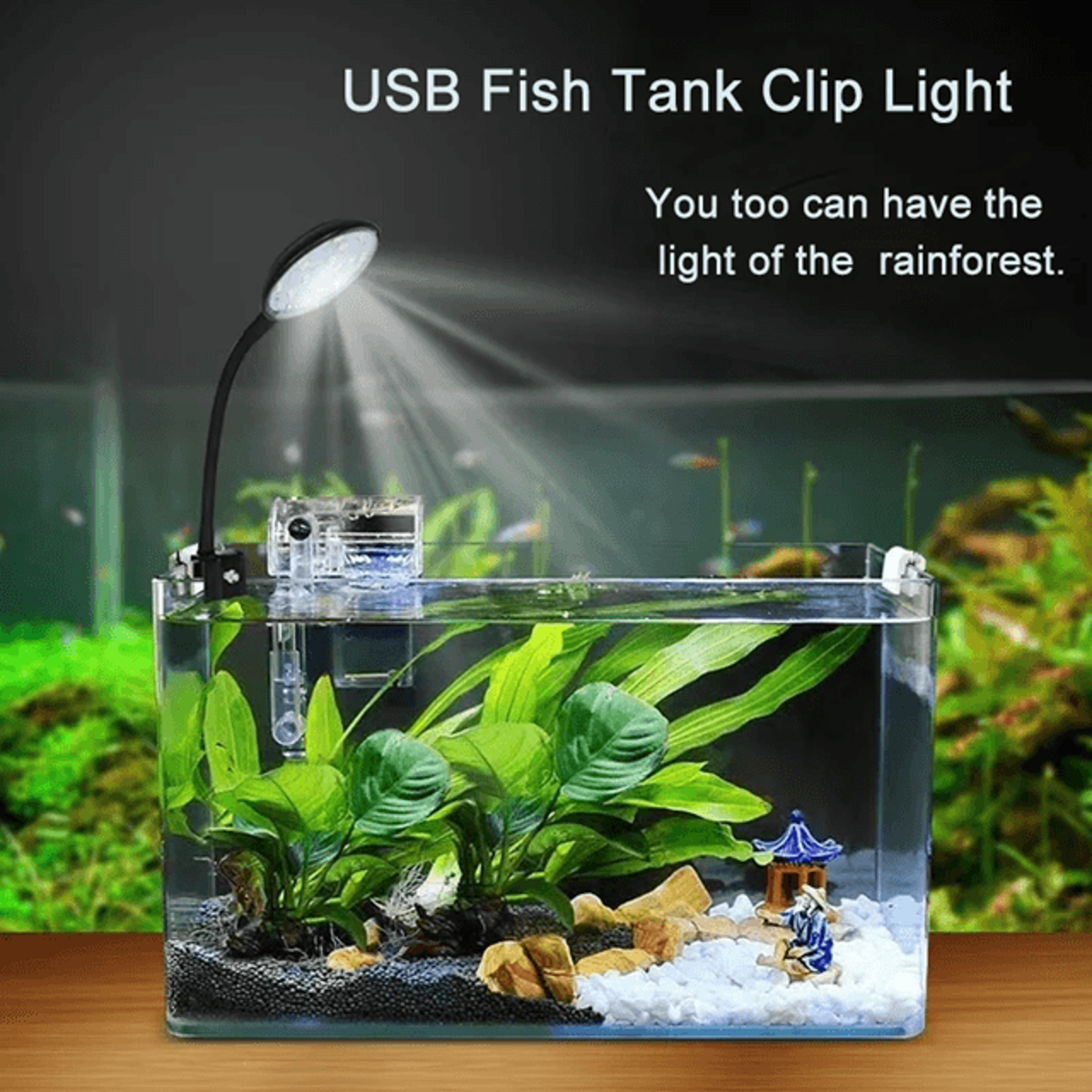 aquaglow usb aquarium led lamp clip on full spectrum dimmable light for fish tanks and aquatic plants