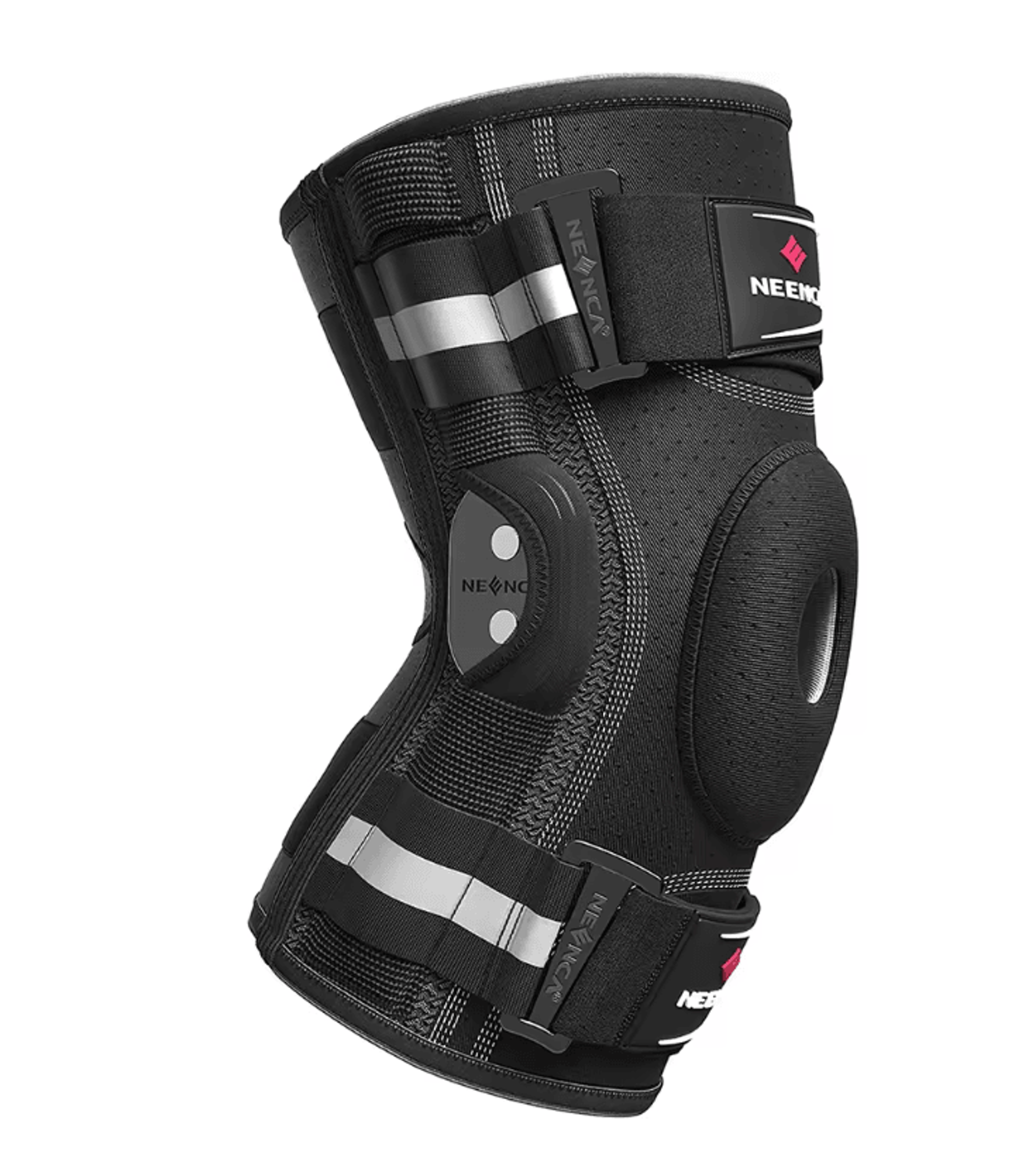 hinged knee brace with side stabilizers for pain relief and joint support