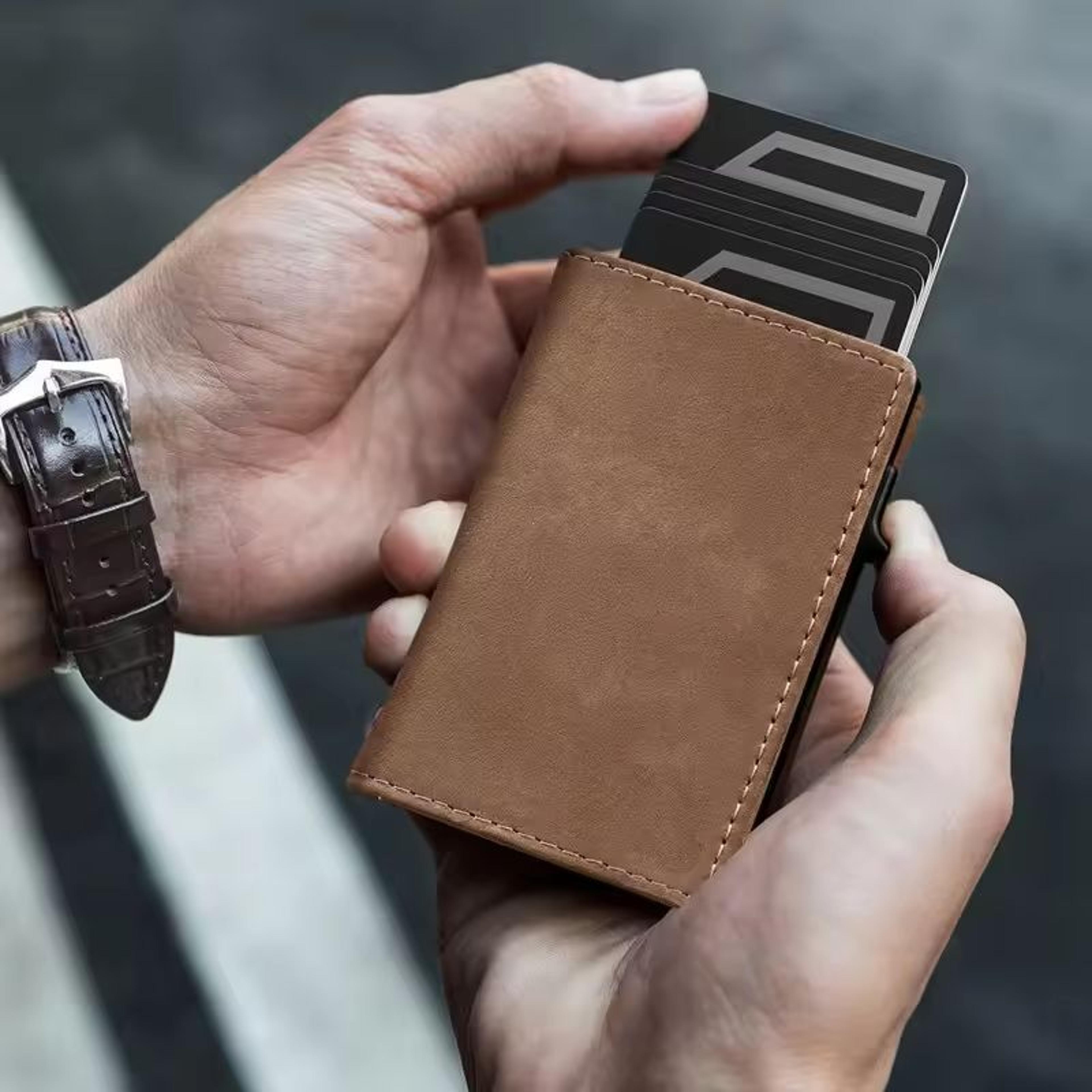 mens rfid wallet slim trifold with coin pocket and card holder