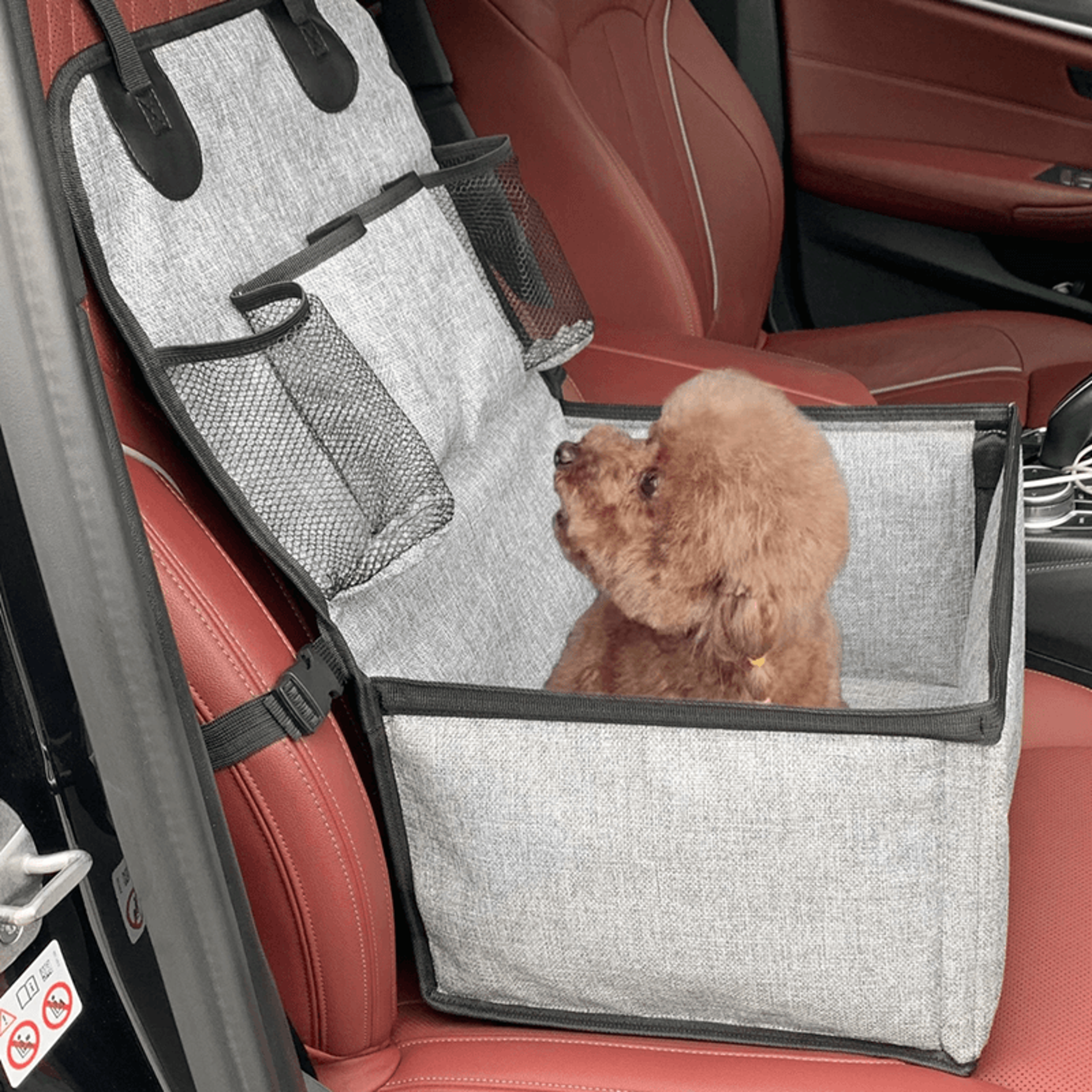 dog car seat booster for small to medium pets with storage pockets