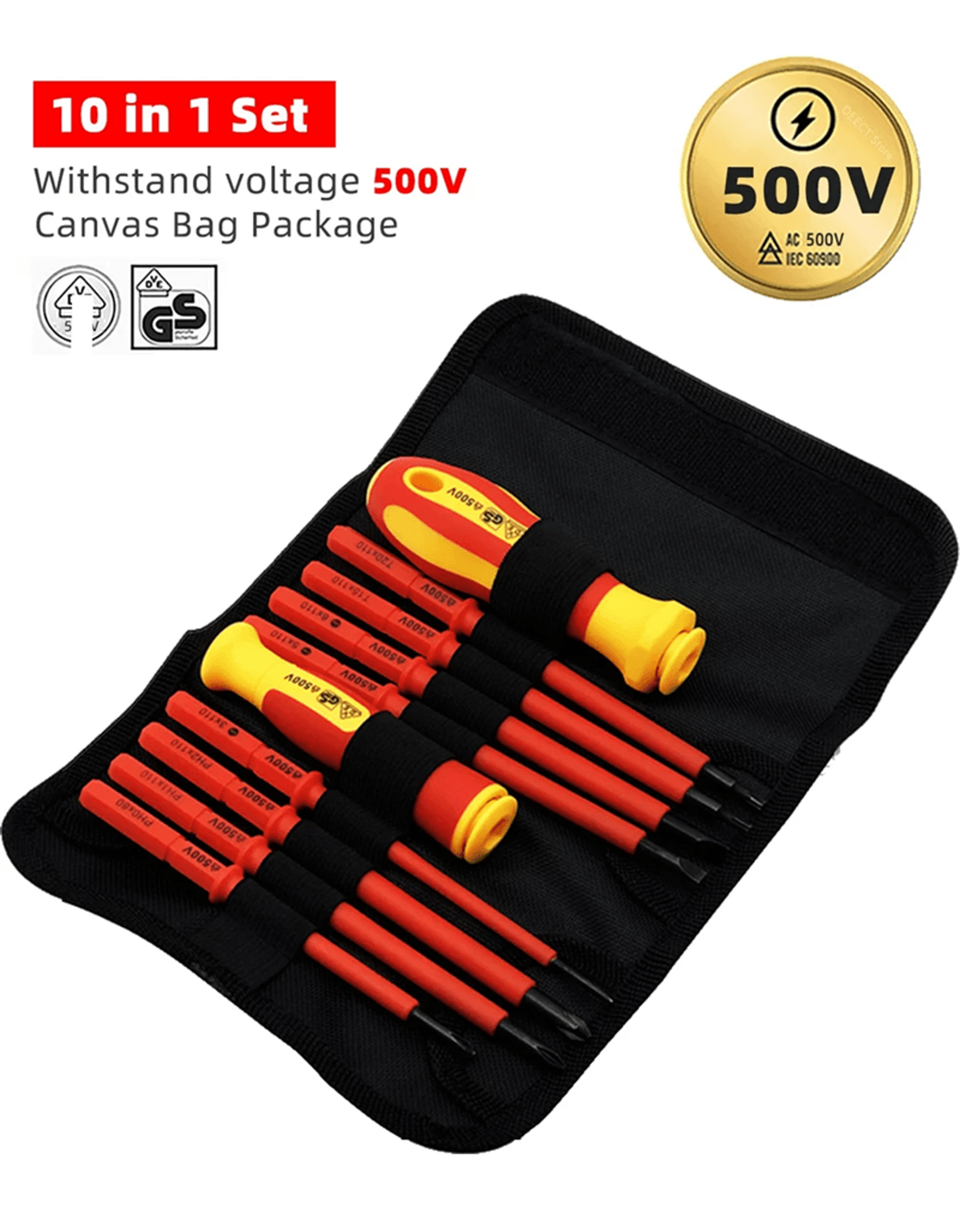 insulated screwdriver set 10 piece vde magnetic interchangeable blades with case