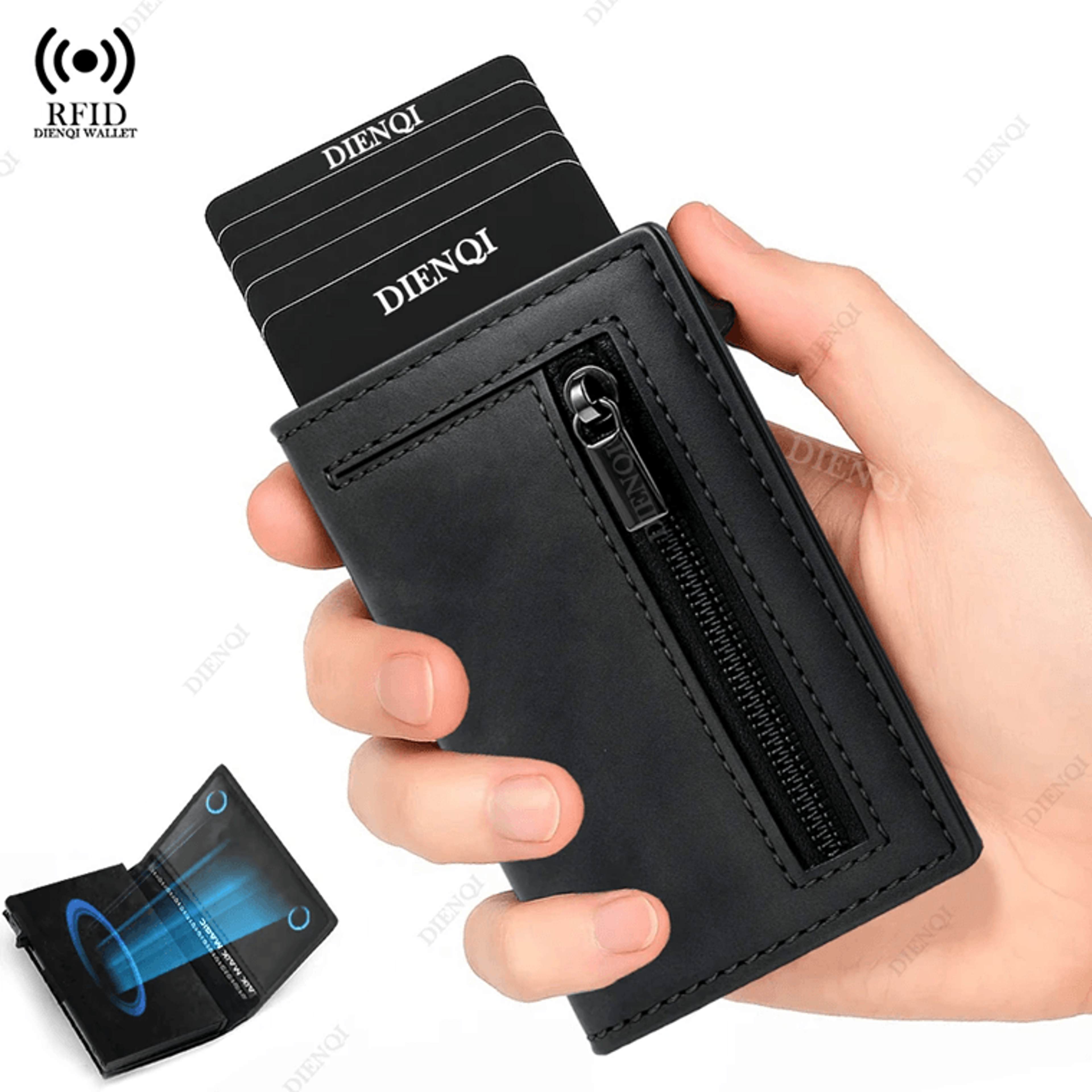 slim rfid blocking metal wallet minimalist credit card holder for men