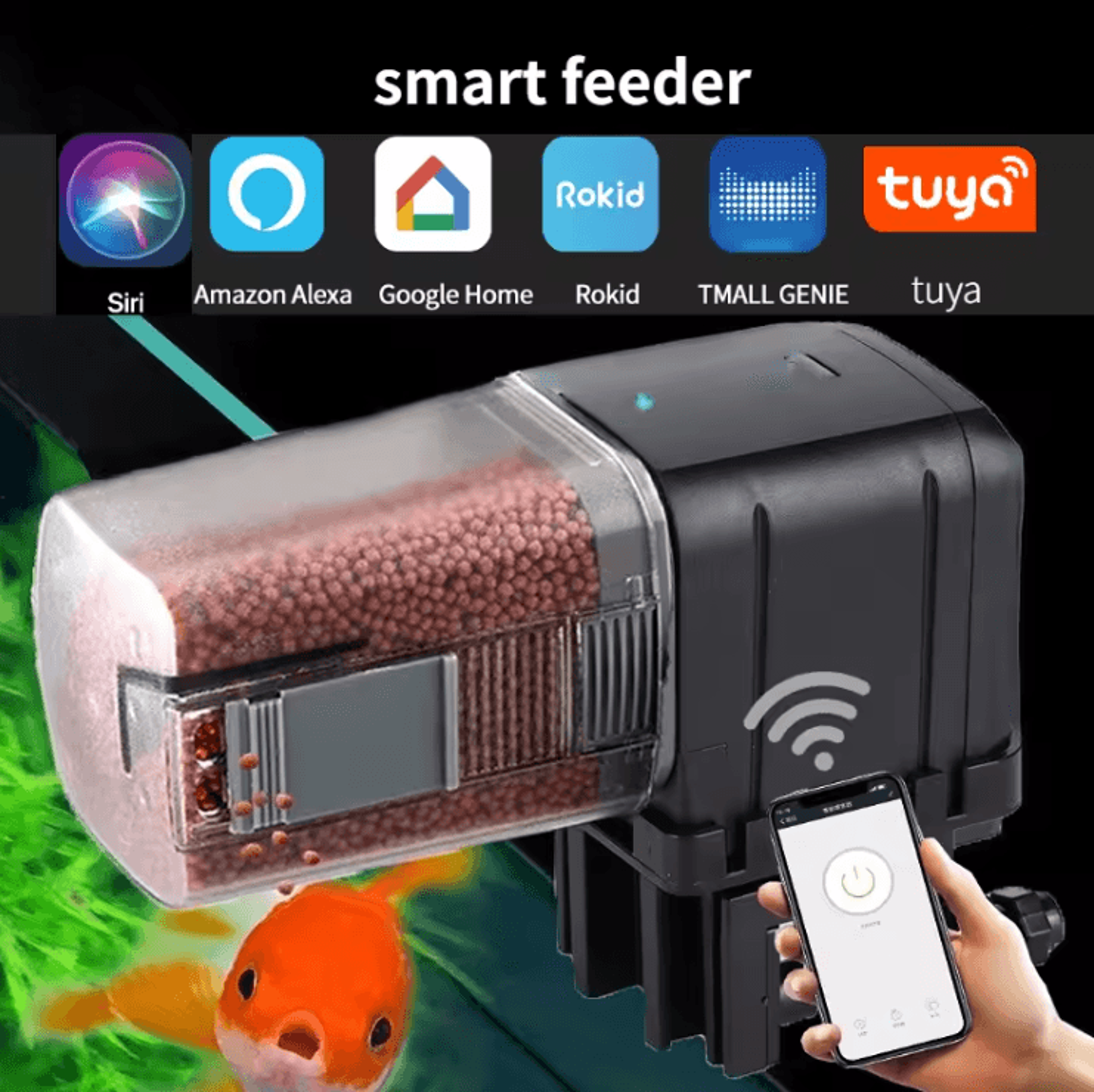 smart automatic fish feeder wifi app controlled aquarium feeder with timer