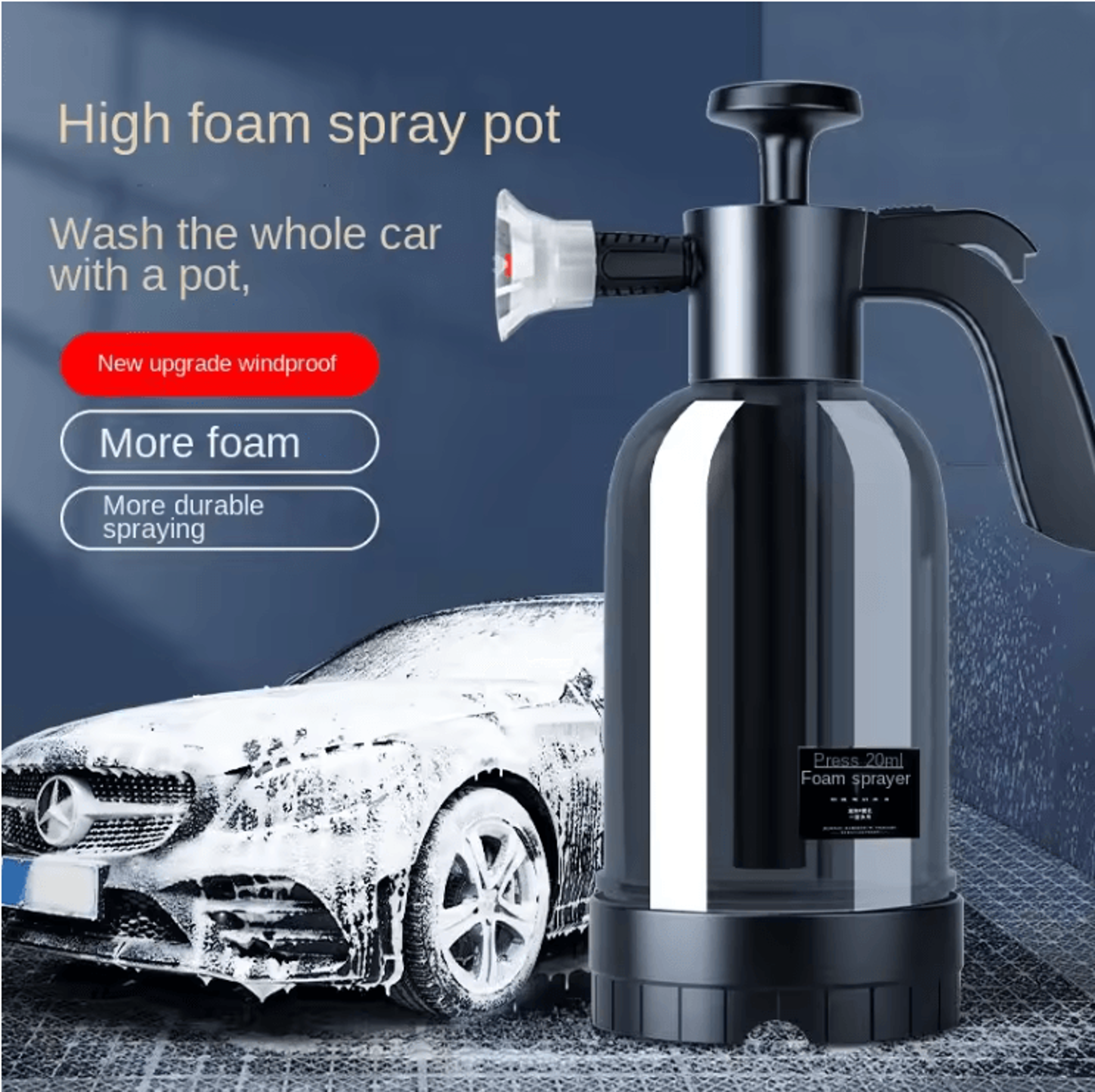 2l handpump foam sprayer with adjustable nozzles for car wash and window cleaning