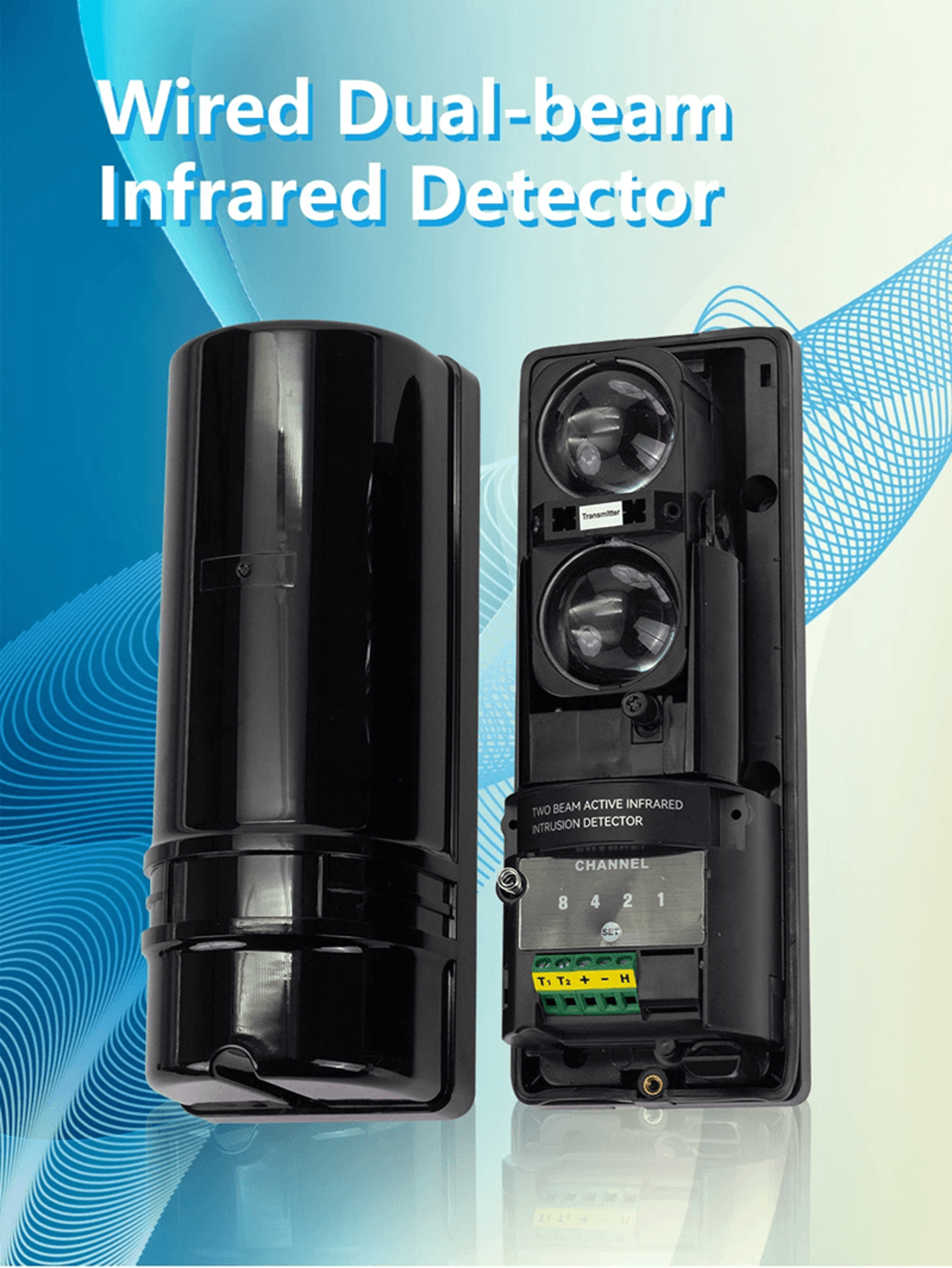 dual beam infrared sensor wired barrier detector with digital display